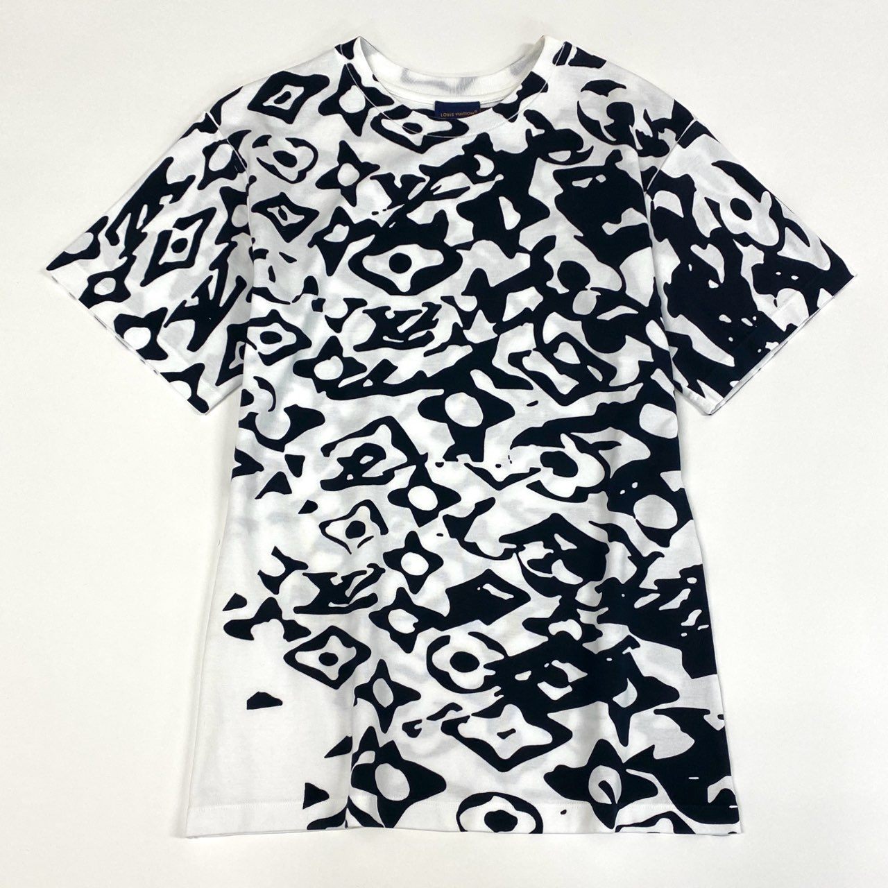 63k20 LOUIS VUITTON ルイヴィトン × URS FISCHER ウルスフィッシャー 21AW LV UF コラボTシャツ モノグラム S ホワイト ブラック カットソー 半袖TEE イタリア製