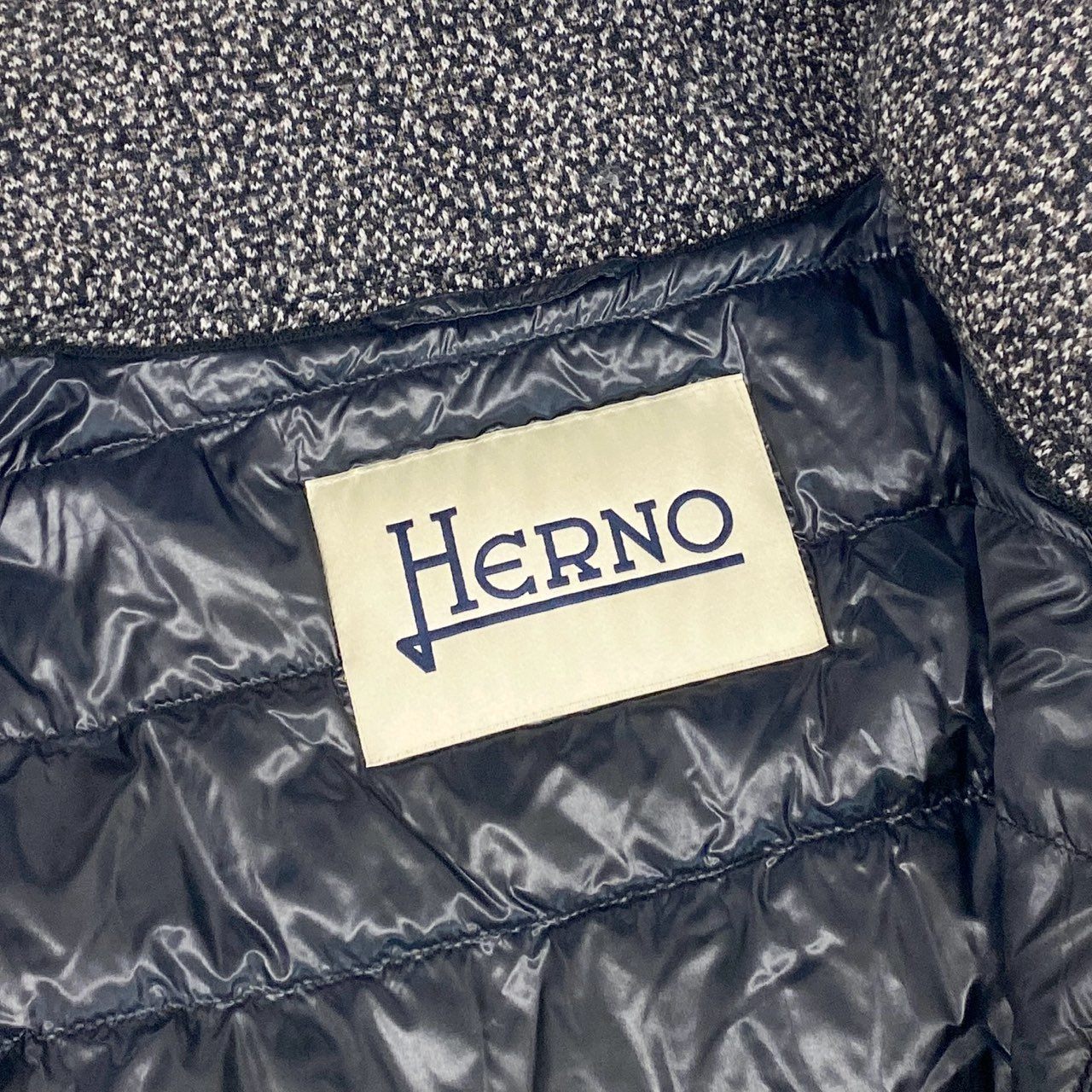 26g2 HERNO ヘルノ 素材切替 ダウンジャケット コート アウター PI0570D 44 グレー ブラック レディース