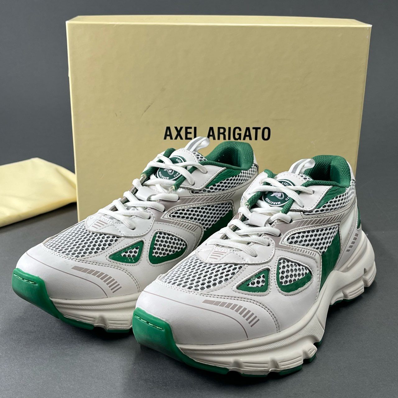 3j1 AXEL ARIGATO アクセル アリガト MARATHON RUNNER ローカットスニーカー シューズ マラソン US9 ホワイト グリーン