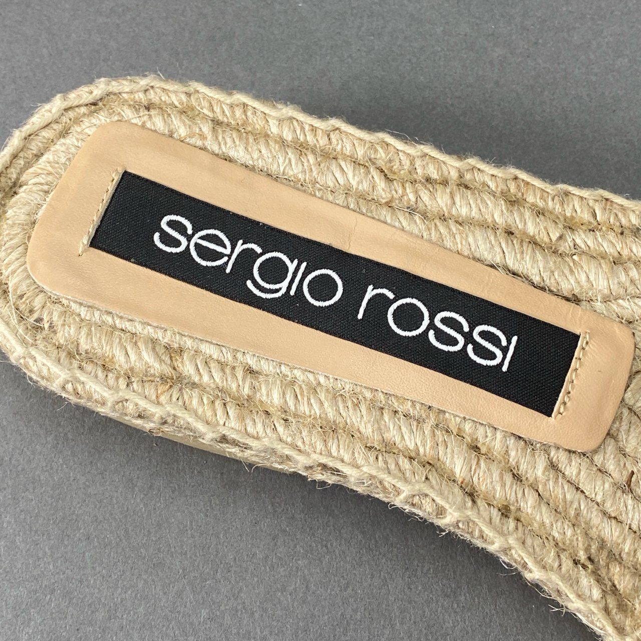 5f17 《美品》 定価¥82,500 sergio rossi セルジオロッシ SR PRINCE プリンス ゴールドバックル フラットサンダル 35 ブラウン レザー スペイン製 エスパドリーユ ロープソール