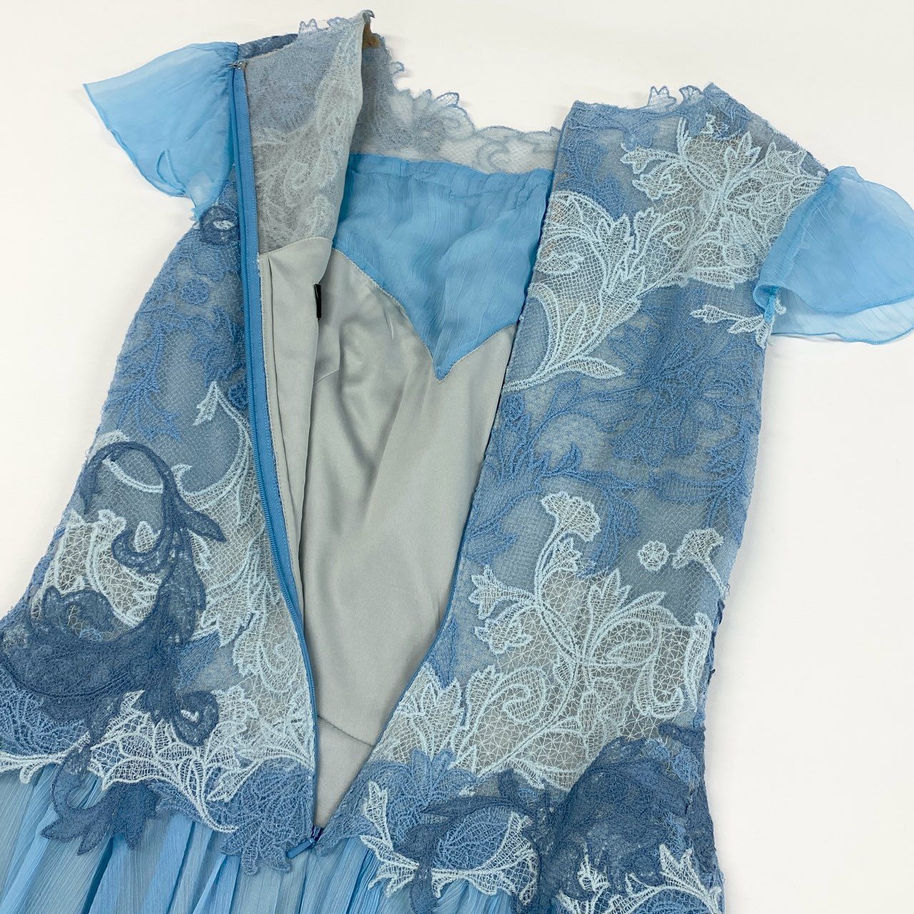 79g24 《未使用》定価¥113.300 TADASHI SHOJI タダシショージ Ines Dress レースドレスワンピース 2 ブルー パーティ 結婚式_