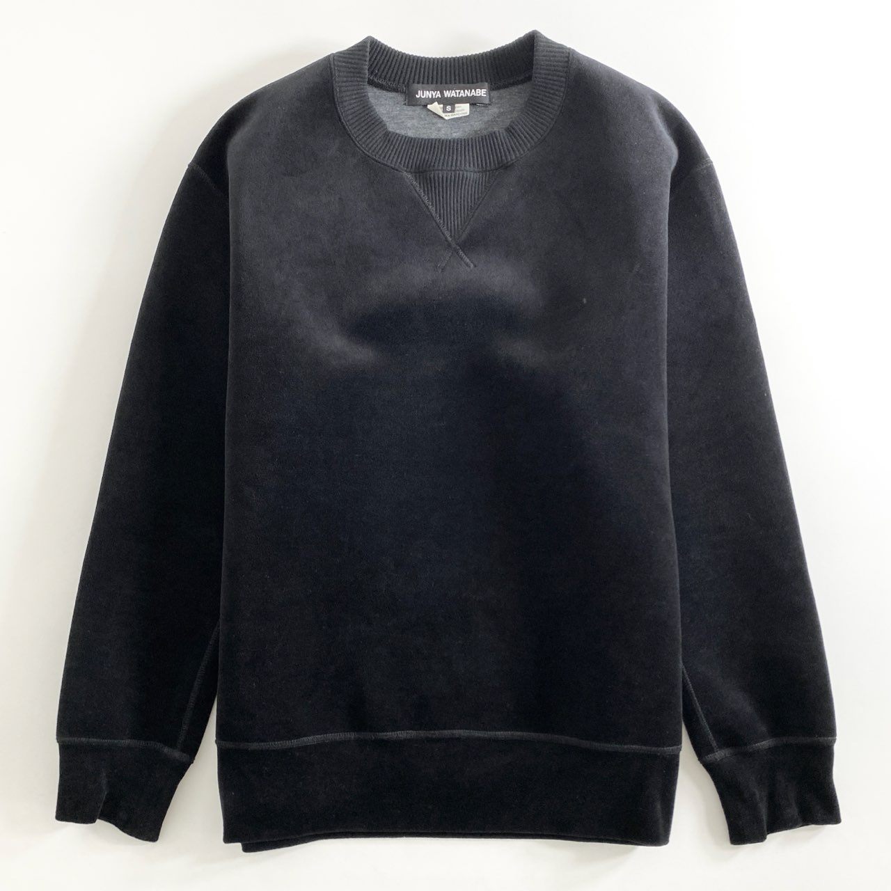 54e14 JUNYA WATANABE COMME des GARCONS ジュンヤワタナベ コムデギャルソン ベロア生地 スウェット トレーナー AD2022 サイズS ブラック 秋冬
