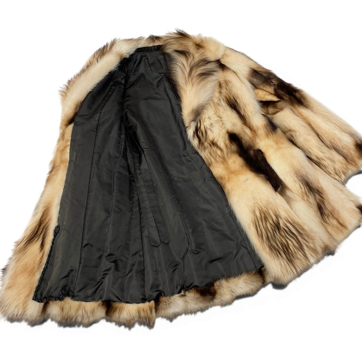 56g14 フィッチファー 毛皮コート セミロングコート リアルファー ポケット有 11 ベージュ系 フィッチ Fur Coatu02t