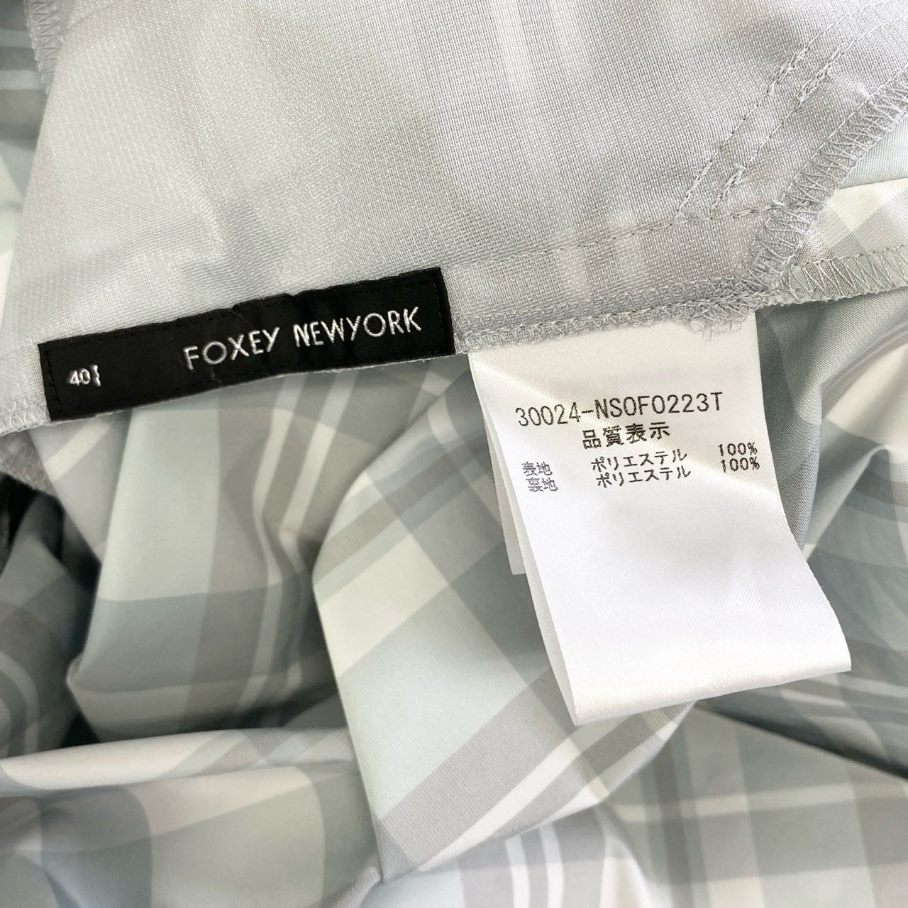 18k4 FOXEY NEW YORK フォクシー ニューヨーク アンティークチェック フレンチドレス ワンピース フォーマル パーティー 30024 サイズ40 マルチカラー ポリエステル100%