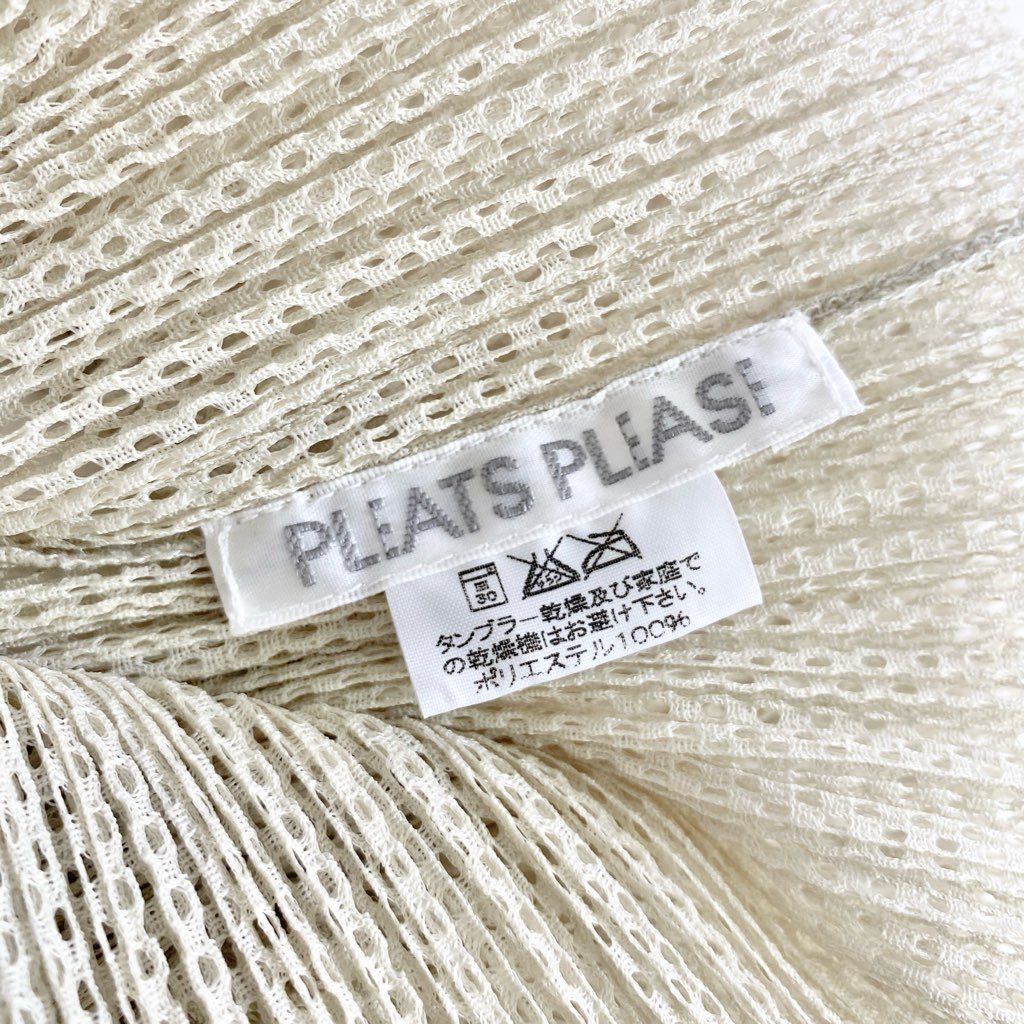 32d7 PLEATS PLEASE ISSEY MIYAKE プリーツプリーズ イッセイミヤケ 日本製 PP06-JK601 ノースリーブメッシュプリーツカットソー トップス タンクトップ 3 ベージュ MADE IN JAPAN