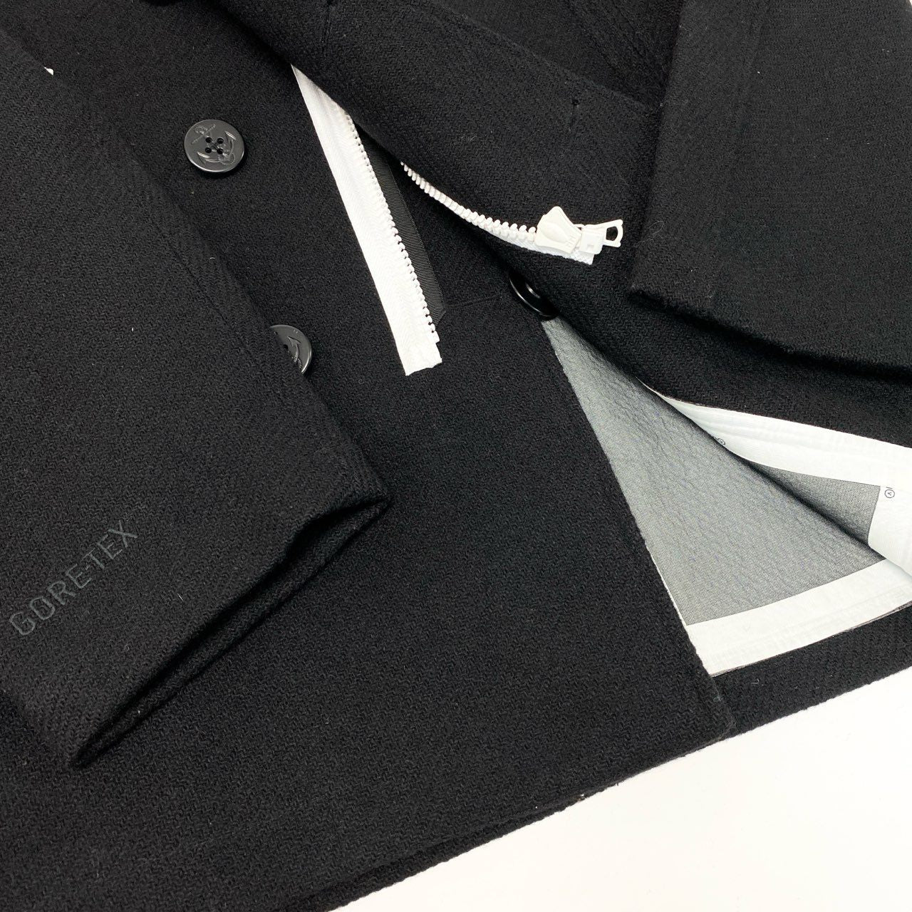 73j28 visvim. ヴィズヴィム 大きいサイズ Harris Tweed ハリスツイード 1LIEUTENANT COAT 3L Pコート ピーコート  GORE-TEX  XL ブラック ウールo07t