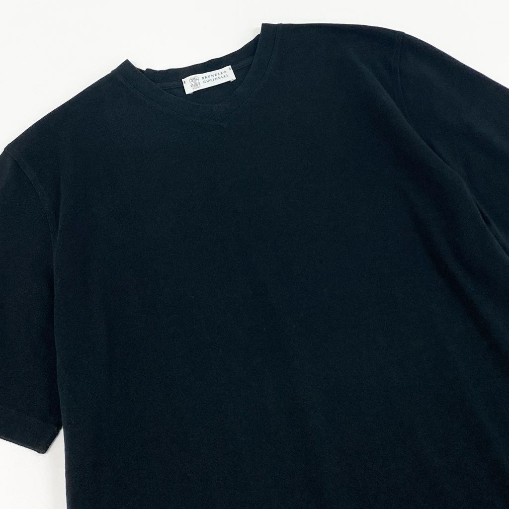 4f7 BRUNELLO CUCINELLI ブルネロクチネリ Vネック 半袖カットソー Tシャツ イタリア製 プルオーバー XLサイズ ブラック