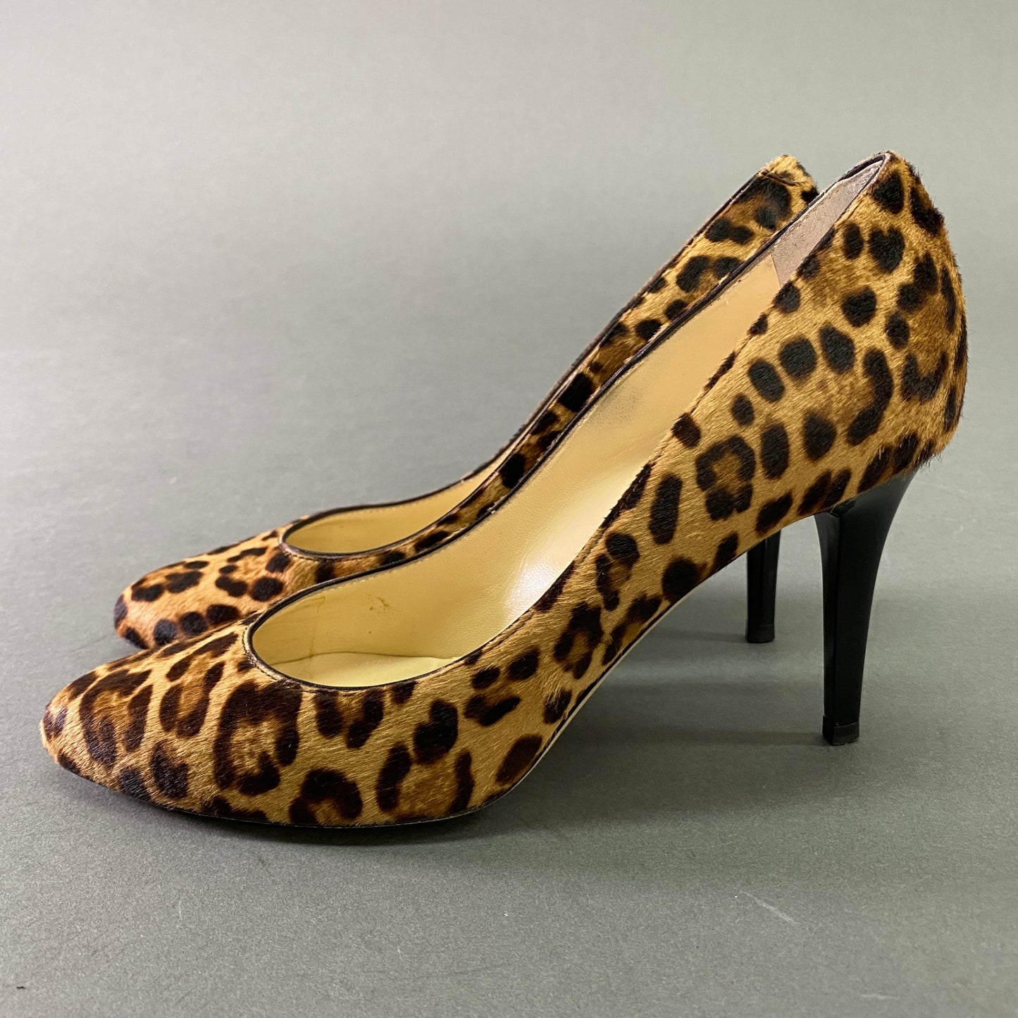 5l25 JIMMY CHOO ジミーチュウ レオパード ハラコ パンプス 35 1/2 ブラウン イタリア製 シューズ レザー