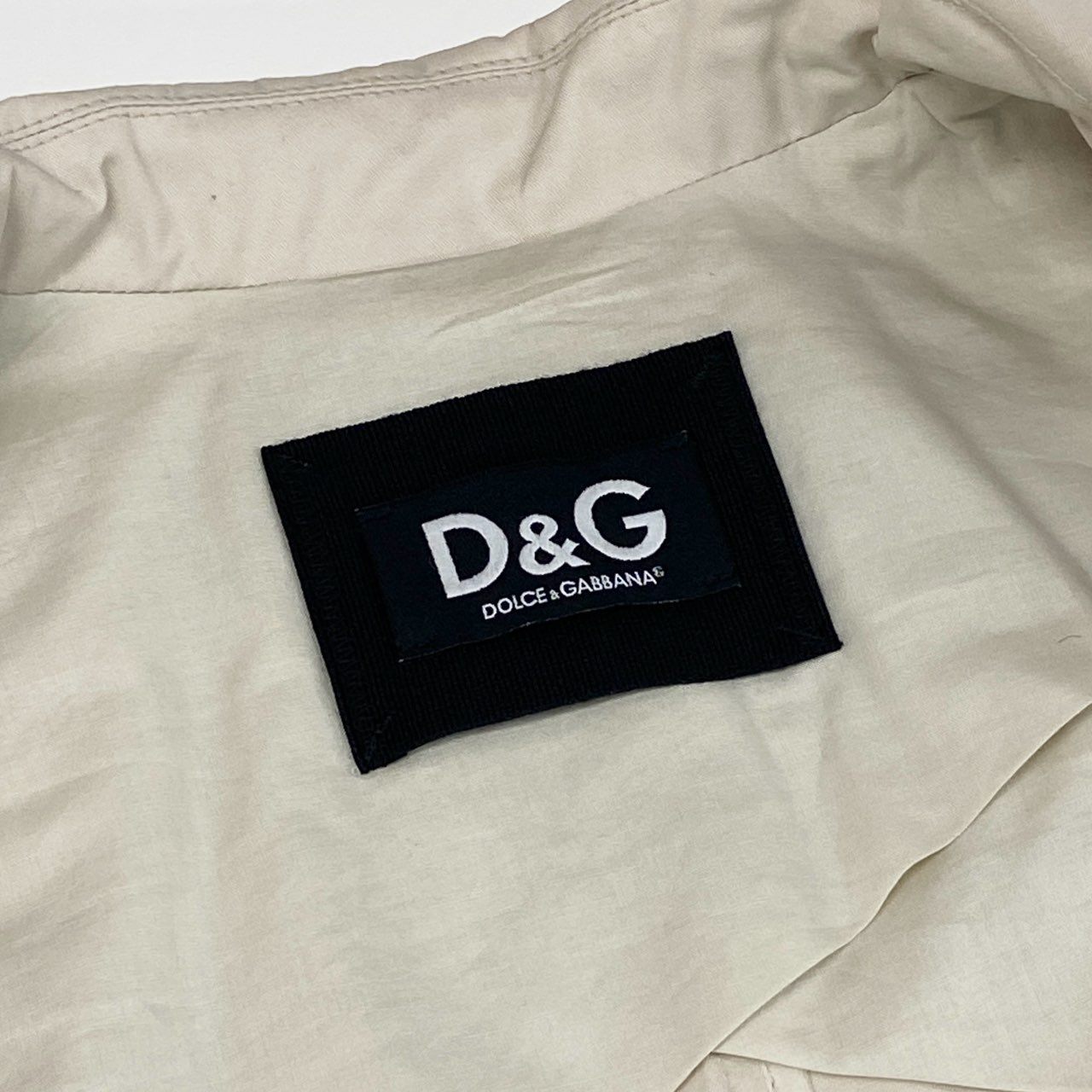 52d18 D&G DOLCE&GABBANA ドルチェアンドガッバーナ ステンカラーコート フリル ショートコート ジャケット スプリングコート 40 ベージュ コットン
