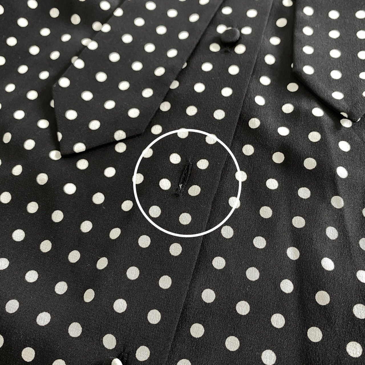 26e24 フランス製 SAINT LAURENT PARIS サンローラン ボウタイブラウス ポルカドット 長袖シャツ トップス ブラック×ホワイト シルク100% レディース