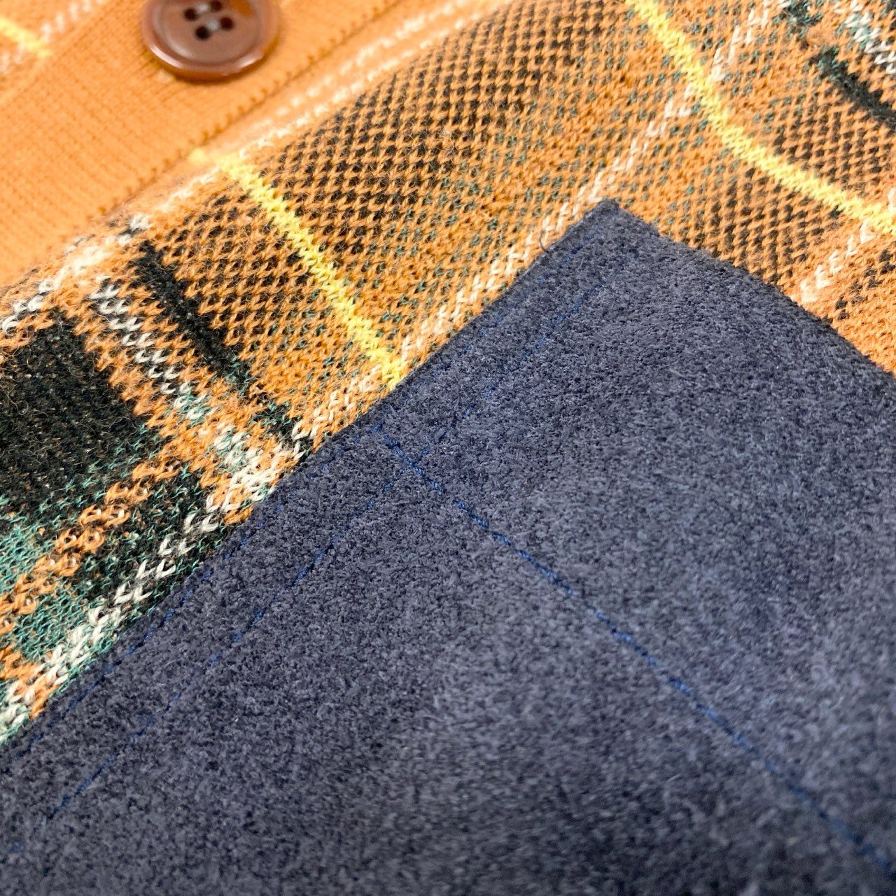 44h26 JUNYA WATANABE MAN COMME des GARCONS ジュンヤワタナベマン コムデギャルソン 多素材MIX ジャガード エルボーパッチ ニットカーディガン スエードポケット チェック柄 スエード Sサイズ マルチカラー メンズo07t