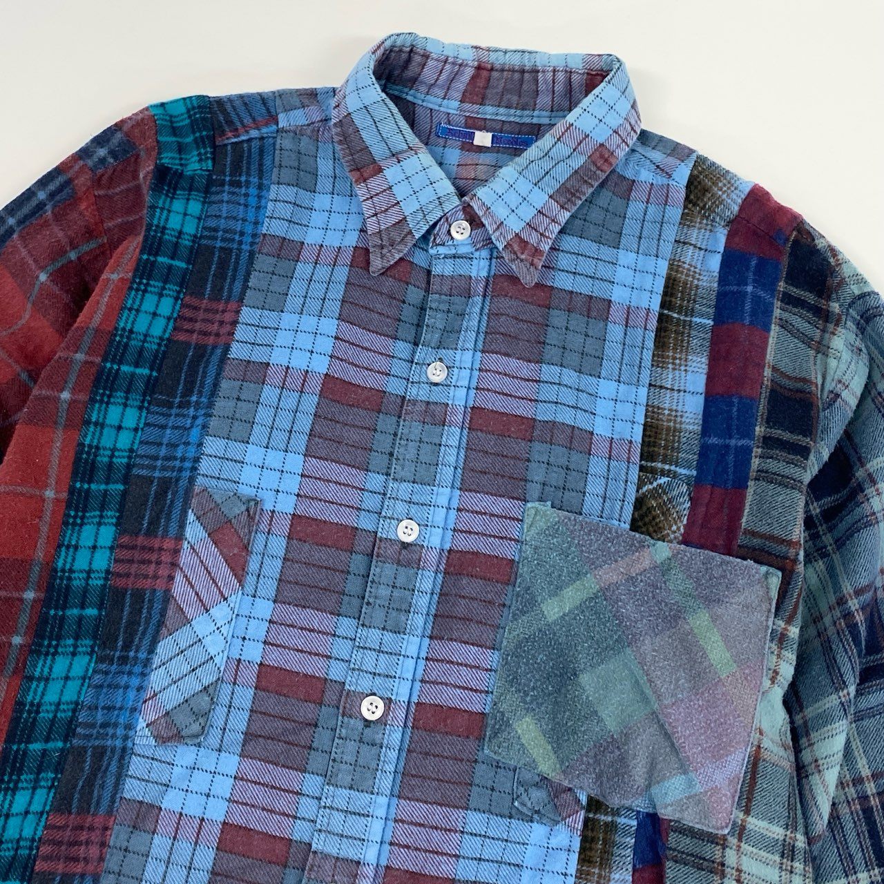 77j28 Rebuild by Needles リビルド バイ ニードルズ 再構築シャツ 長袖シャツ チェック  5-44-1 Lサイズ ブルー系 メンズu02t