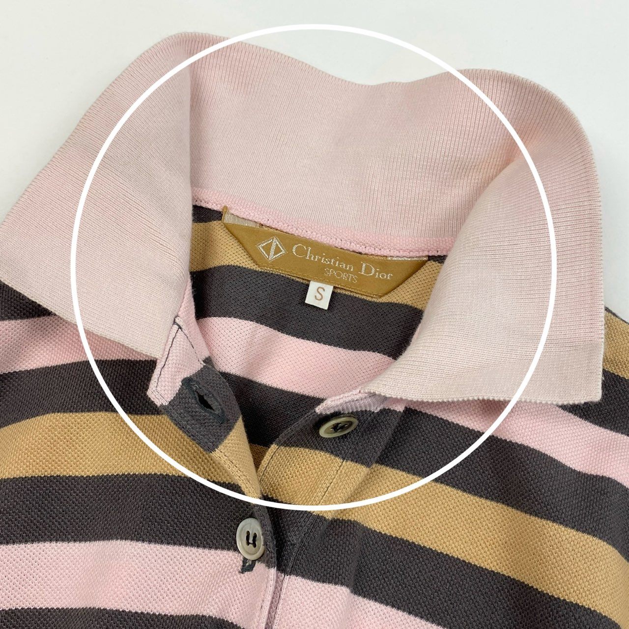 46a30 Vintage Christian Dior ヴィンテージクリスチャンディオール エンブレムロゴ 長袖ポロシャツ ボーダー Polo Shirt Emblem Logo S マルチカラー コットン レディースo07t