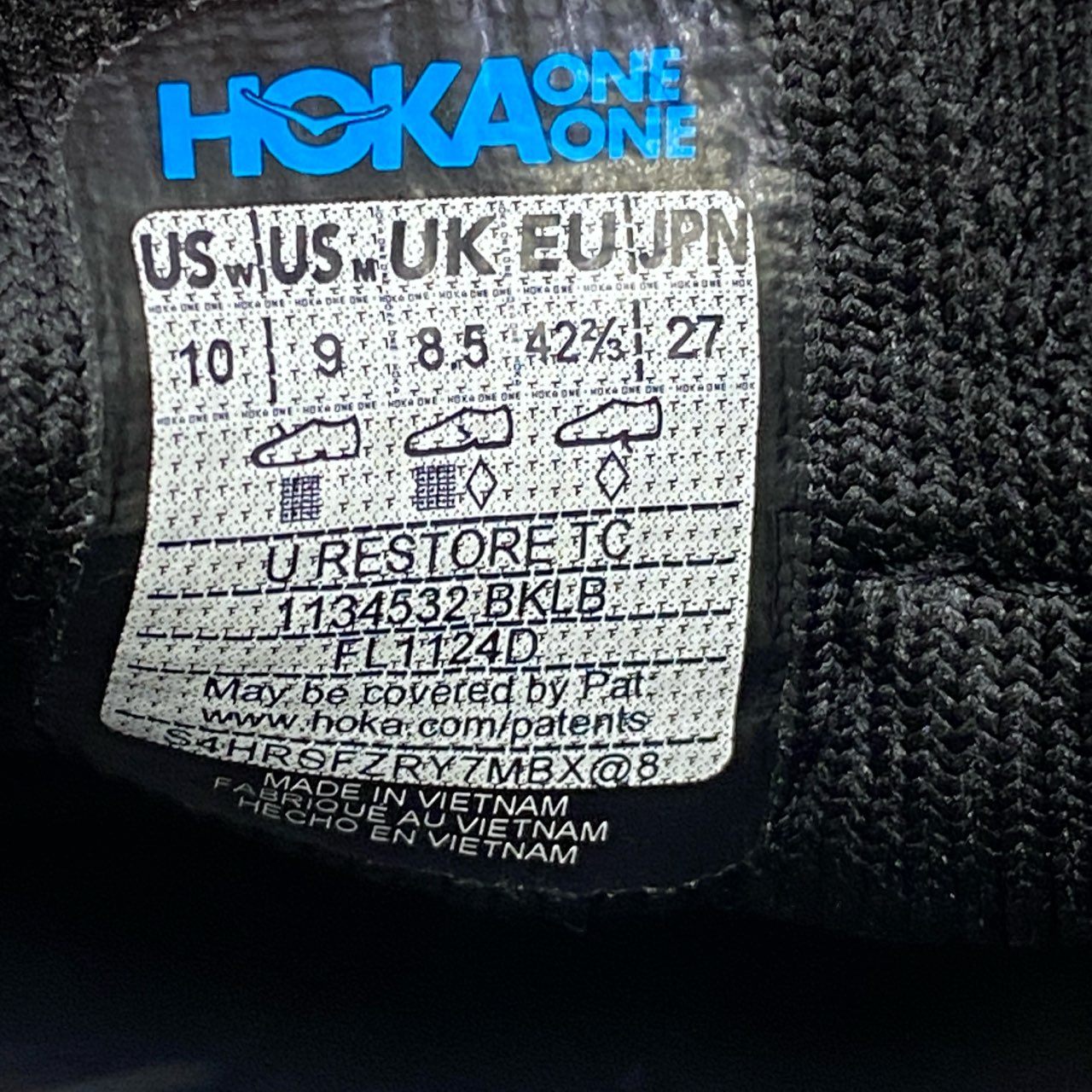 1g8 HOKA ONEONE ホカオネオネ U RESTORE TC リストア スリッポン シューズ 27cm ブラック ホワイト スニーカー 軽量◎
