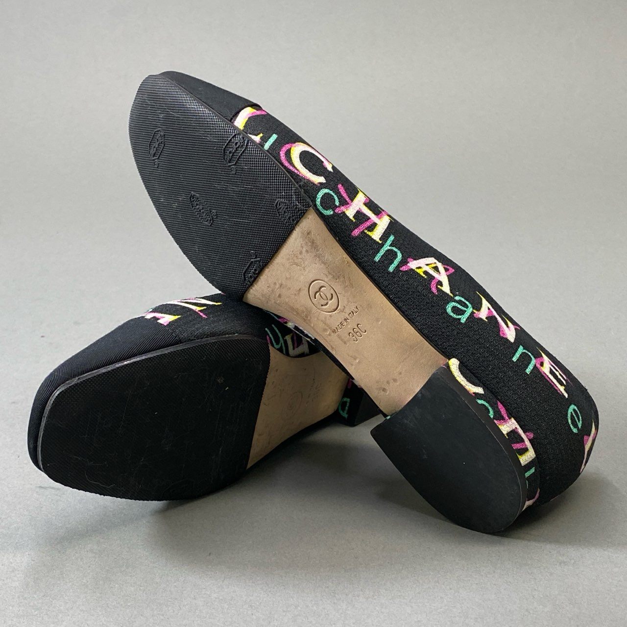 2i18 《美品》 CHANEL シャネル ココマーク ロゴフラットシューズ G34785 36 ブラック パンプス FLAT SHOES イタリア製t18r