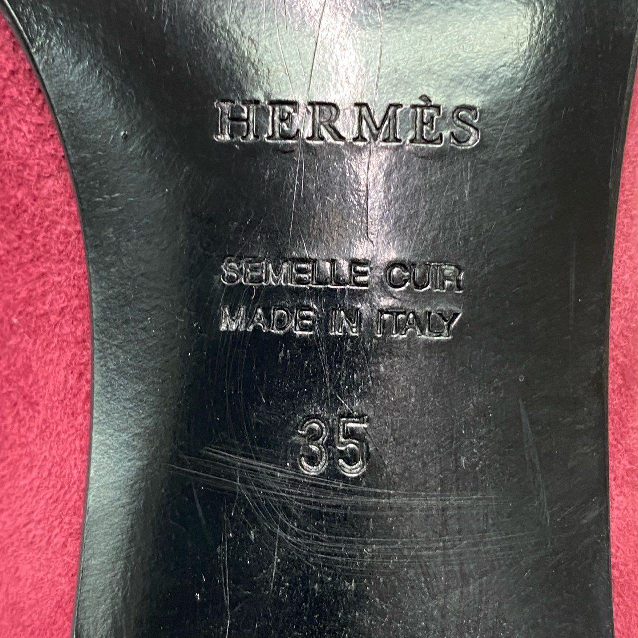 3c10 HERMES エルメス コンスタンス Hロゴ ヒール ローファー 35 ワインカラー スエードレザー イタリア製 パンプス シューズ
