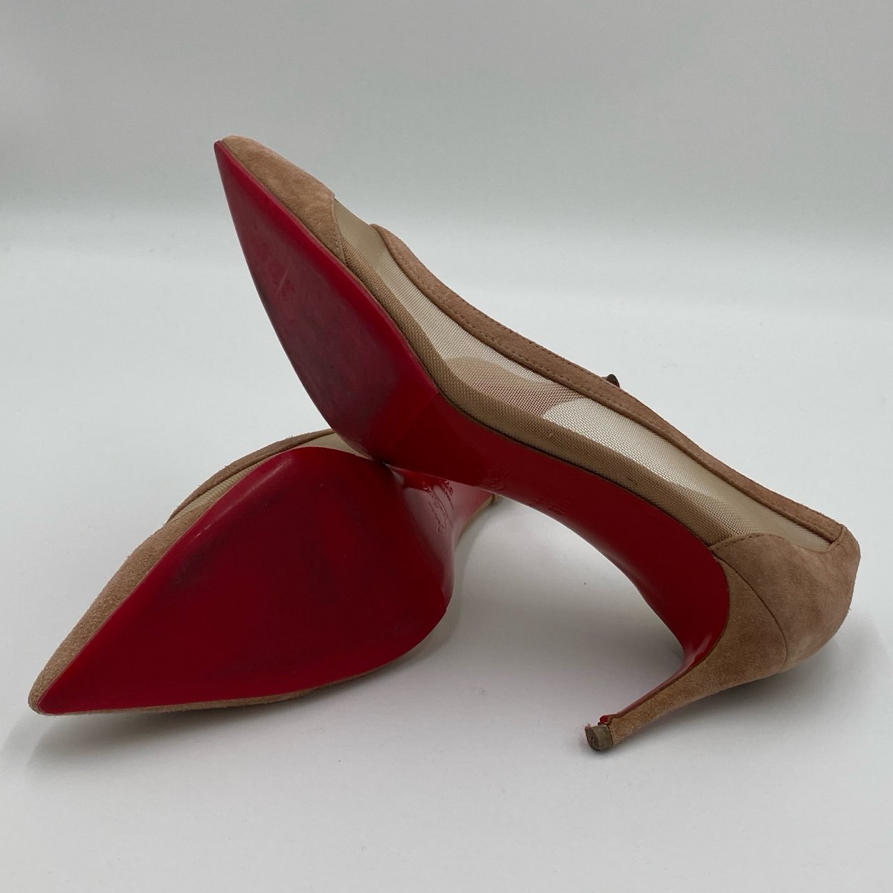 1h7【美品】Christian Louboutin クリスチャンルブタン GALATIVI 70 パンプス サイズ37 1/2 ピンクベージュ レディース 箱付きk02i
