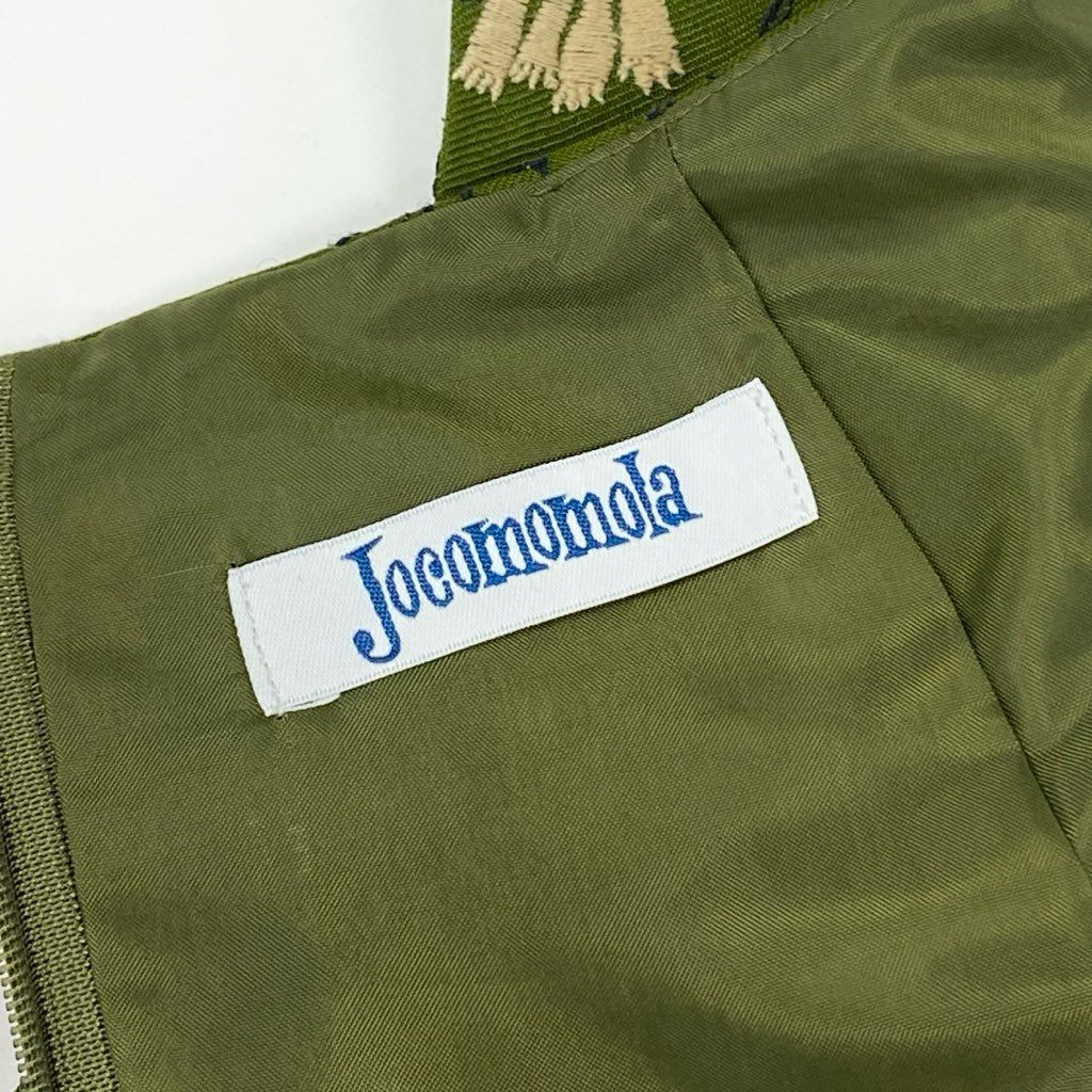 4f7 《美品》 Jocomomola ホコモモラ 完売 お花畑モチーフ ノースリーブワンピース 膝丈ワンピース 花柄 ボタニカル サイズ40 グリーン レディース