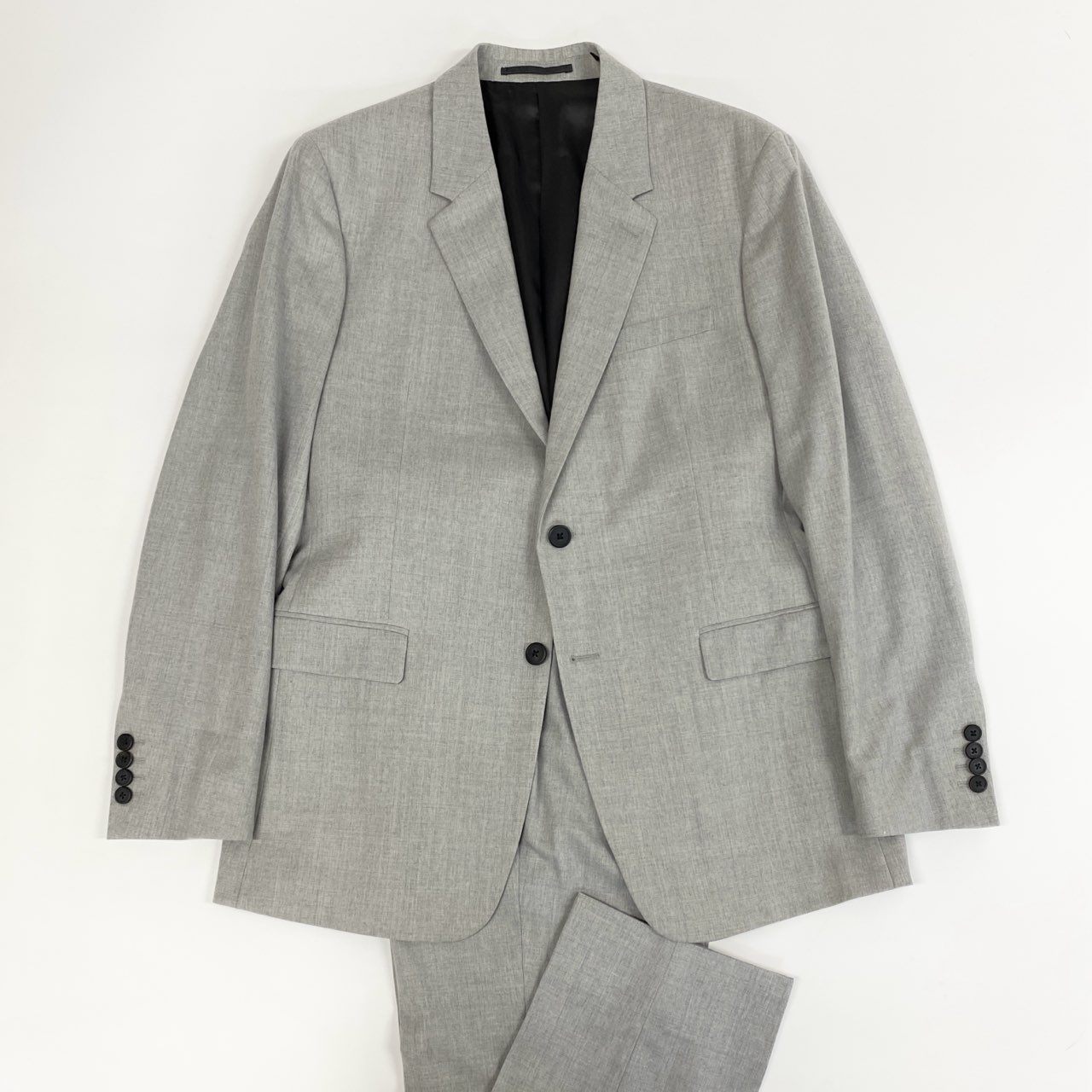 79j9 《美品》Theory セオリー スーツセットアップ 2釦スーツ ビジネス フォーマル テーラードジャケット スラックス CHAMBERS 42サイズ グレー メンズo07t