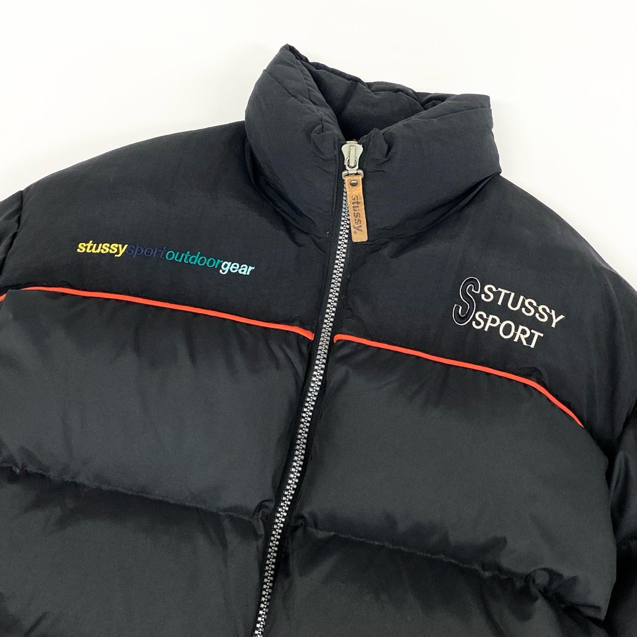 68g24 STUSSY SPORT ステューシー スポーツ 90s VINTAGE OLD STUSSY ダウンジャケット M ブラック ヴィンテージ_