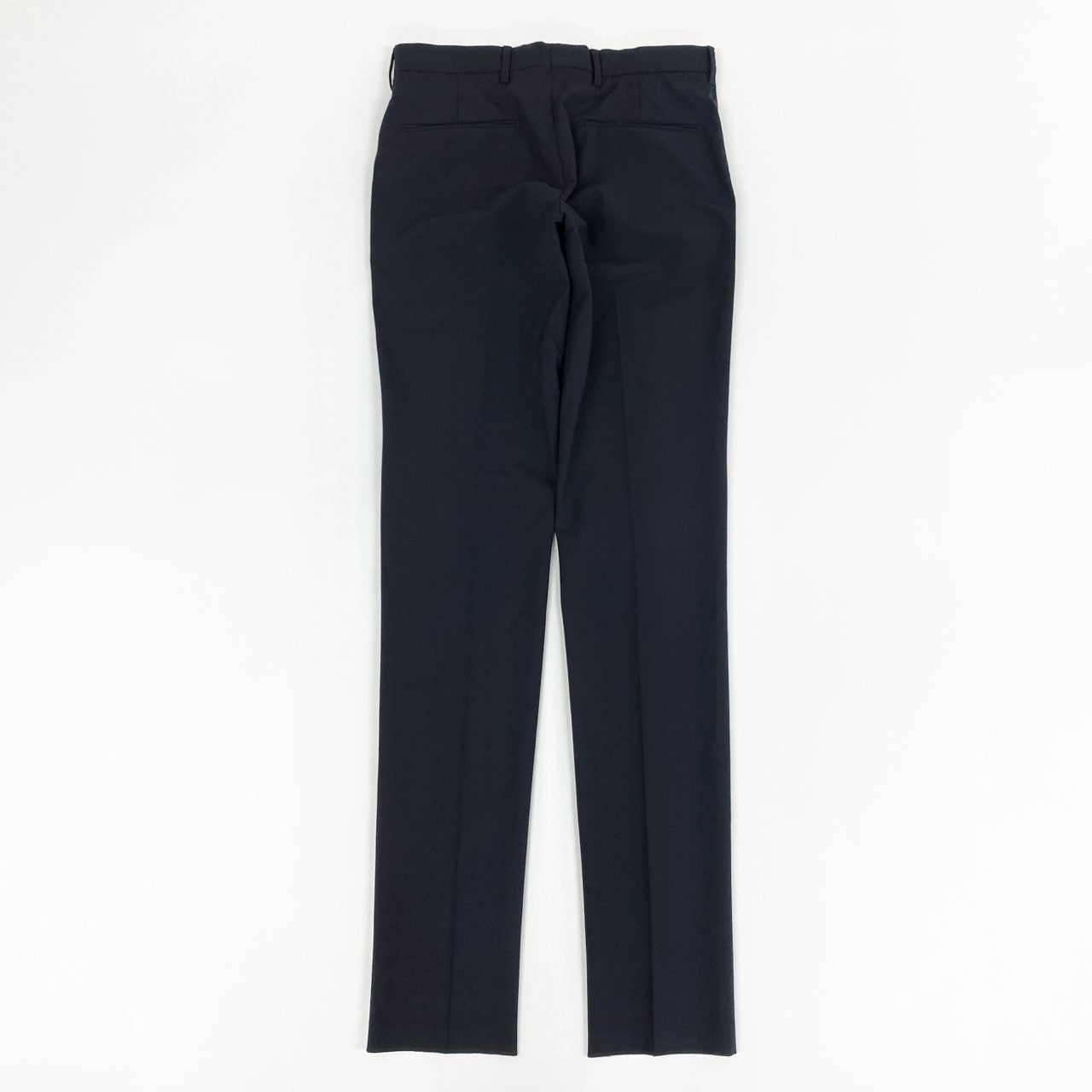 35k28③ 《美品》 PRADA プラダ イタリア製 スラックスパンツ テーパードパンツ バージンウール混 伸縮ストレッチ◎ ビジネス 通年 DNA801 44 ネイビー