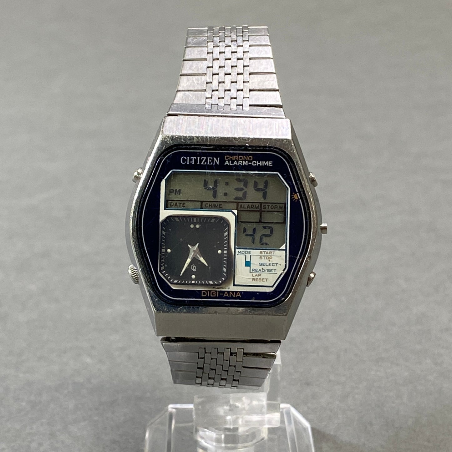 h1 CITIZEN シチズン DEGI-ANA デジアナ メンズ腕時計 41-9559 シルバー ウォッチ 動作確認済みk02i