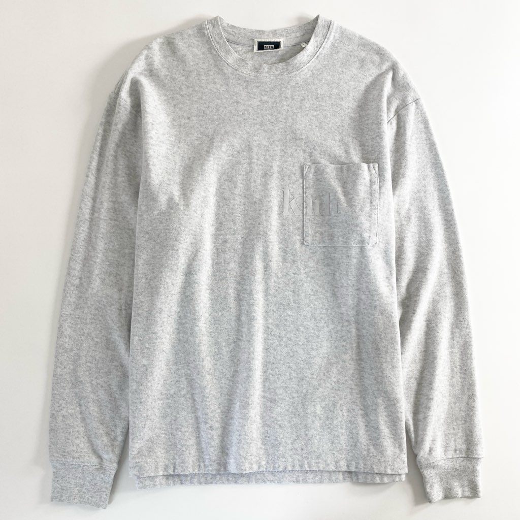 2d10-2 KITH キス Quinn Pocket クインポケット ロングスリーブTシャツ 長袖 ロンT ロゴ KHM030317 S グレー コットン100%