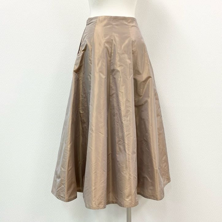 50f2 【美品】 Drawer ドゥロワー シルクタフタ ロングスカート フレアスカート 6524-299-1741 サイズ36 光沢ブラウン シルク100% ユナイテッドアローズ