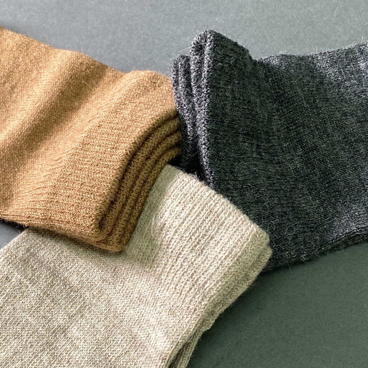 l20 定価¥31,900 LAUREN MANOOGIAN ローレンマヌーギアン TALL SOCK 3P SET トールソックス OS グレー ベージュ ブラウン ペルーニット 靴下