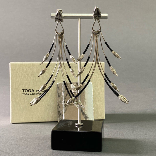 l12 定価¥17,600 TOGA PULLA トーガ プルラ Beads Earrings メタルビーズ イヤリング シルバー フリンジ アクセサリー ピアス 日本製 箱付き