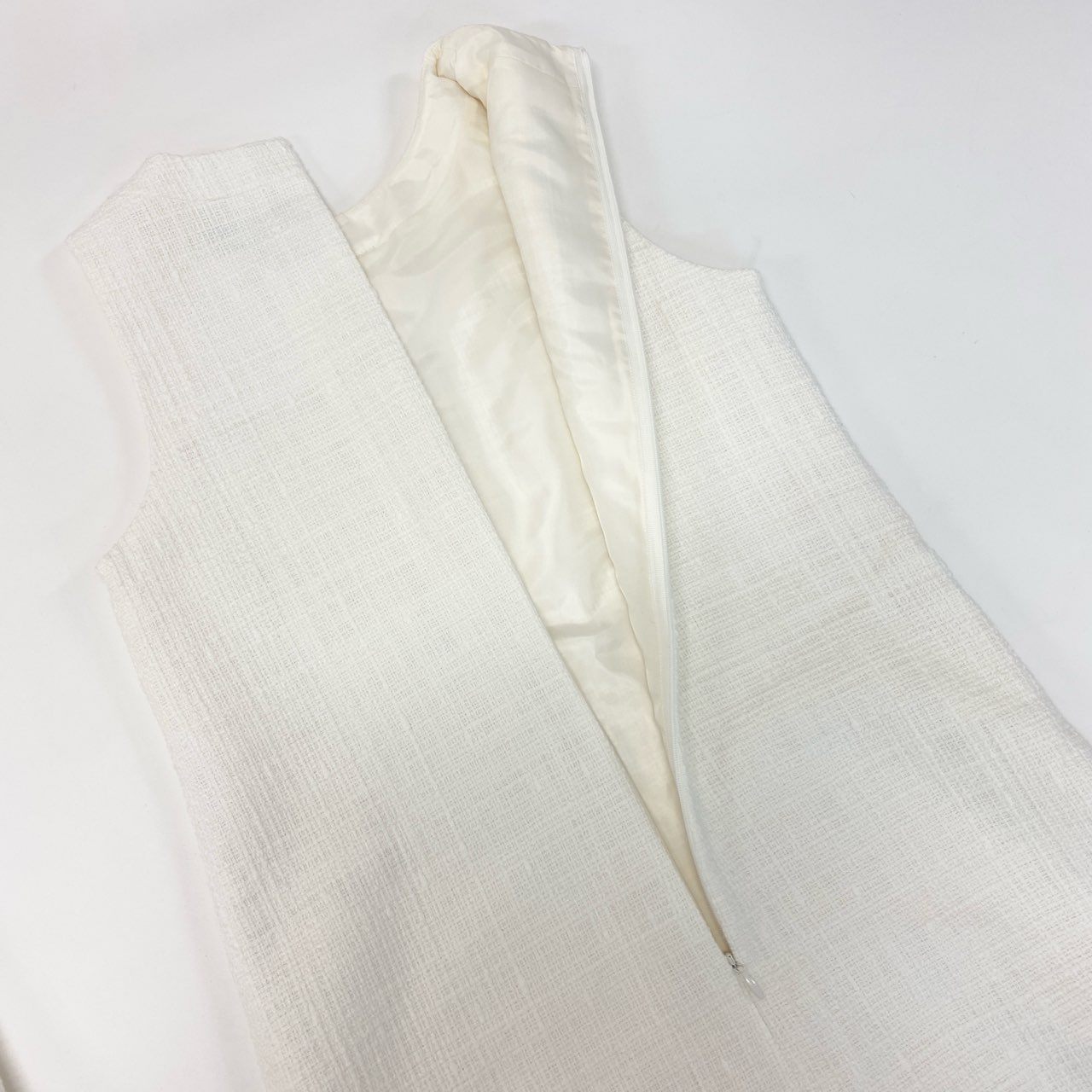 56j20 《極美品》 Theory セオリー セレモニースーツ ツイード生地 ノーカラージャケット ワンピース サイズ00 ホワイト レディース 入学式u02t