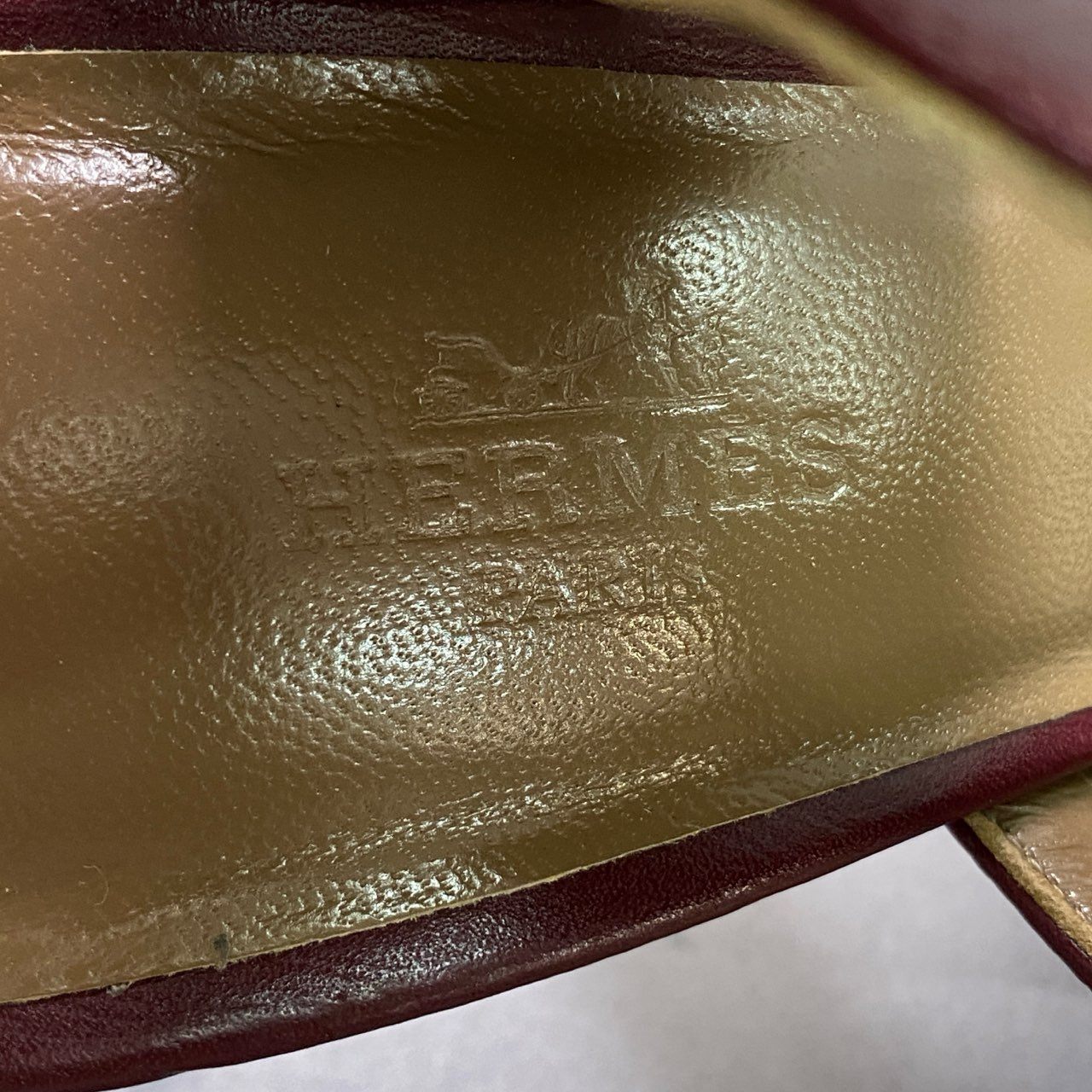 3d14 《美品》 HERMES エルメス アンクルストラップ レザーキャンバス サンダル 37 レッド ボルドー パンプス シューズ イタリア製 夏