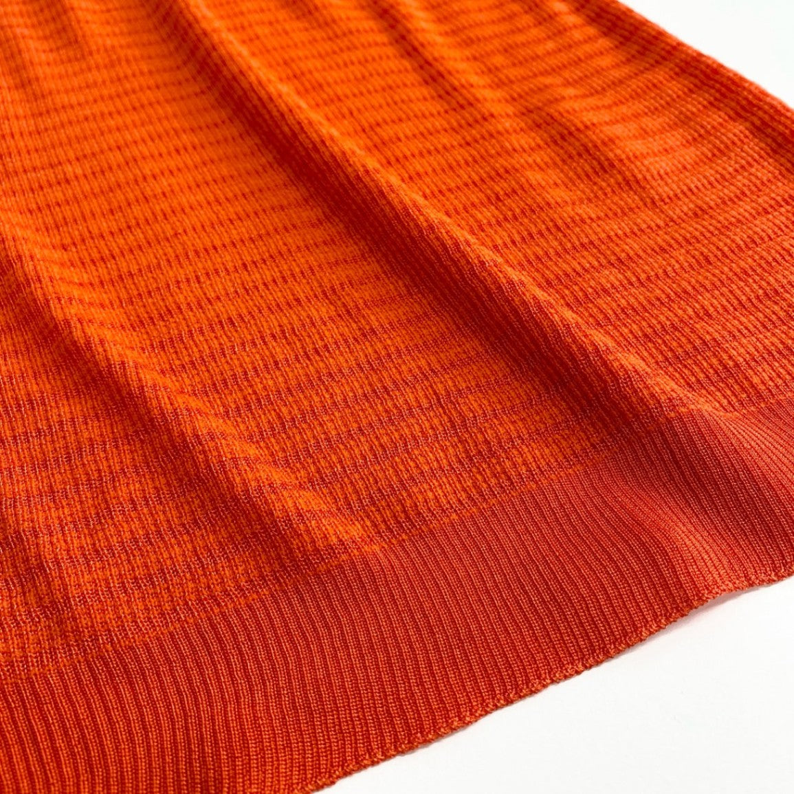 17f14 【美品】 イタリア製 MISSONI ミッソーニ ハイゲージ ニットセーター 薄手 7分袖トップス レーヨンウール混紡 サイズ48 オレンジ レディース 婦人服