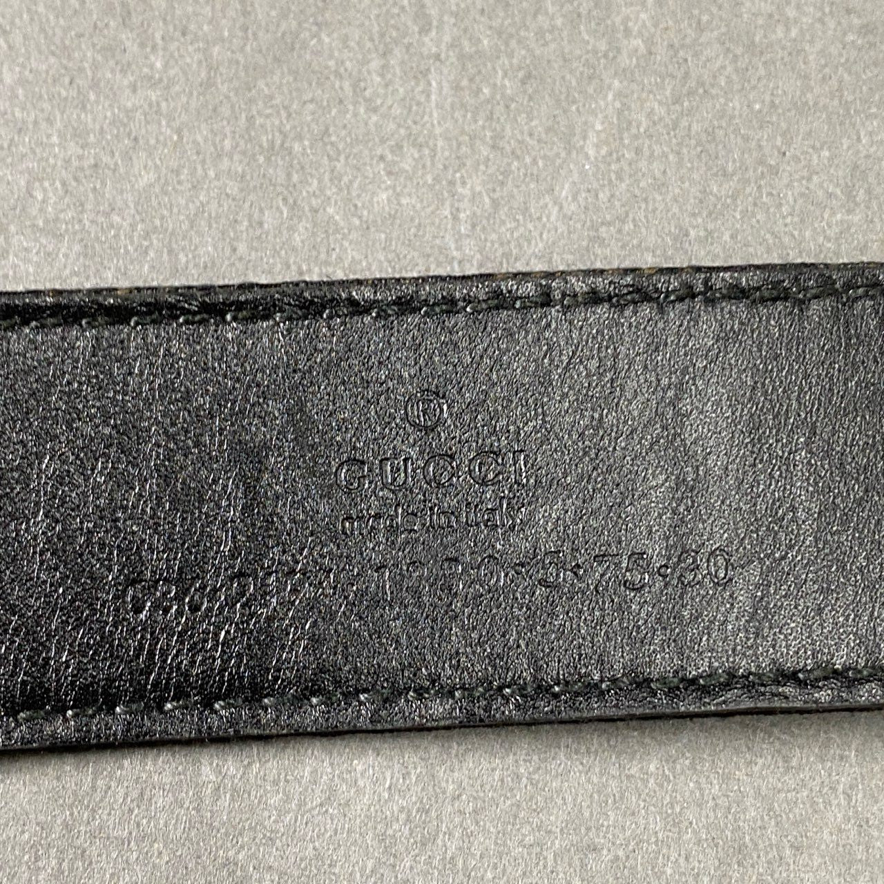 34f23 GUCCI グッチ GGキャンバス ベルト ブラック メタルプレート イタリア製