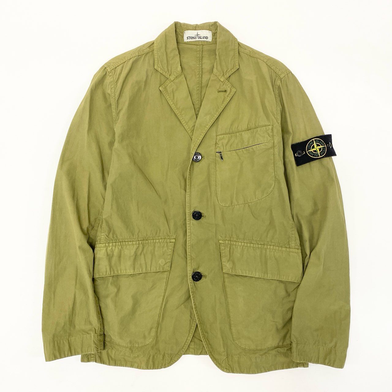 41h24 STONE ISLAND ストーンアイランド フィールドジャケット テーラードジャケット ミリタリ ワッペン付き XS カーキ コットン メンズo07t