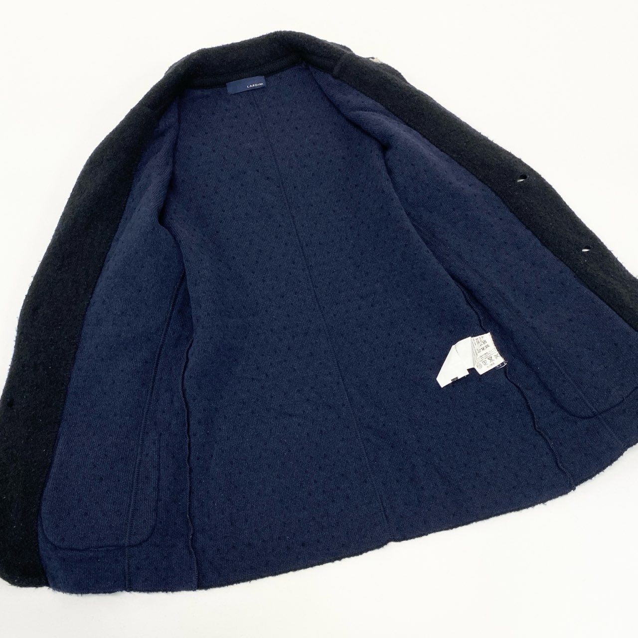 53e23 【イタリア製】LARDINI ラルディーニ ピリング加工 2B ニットジャケット テーラードジャケット ブートニエール付き サイズS ブラック メンズ 男性用 ブレザー ドレス