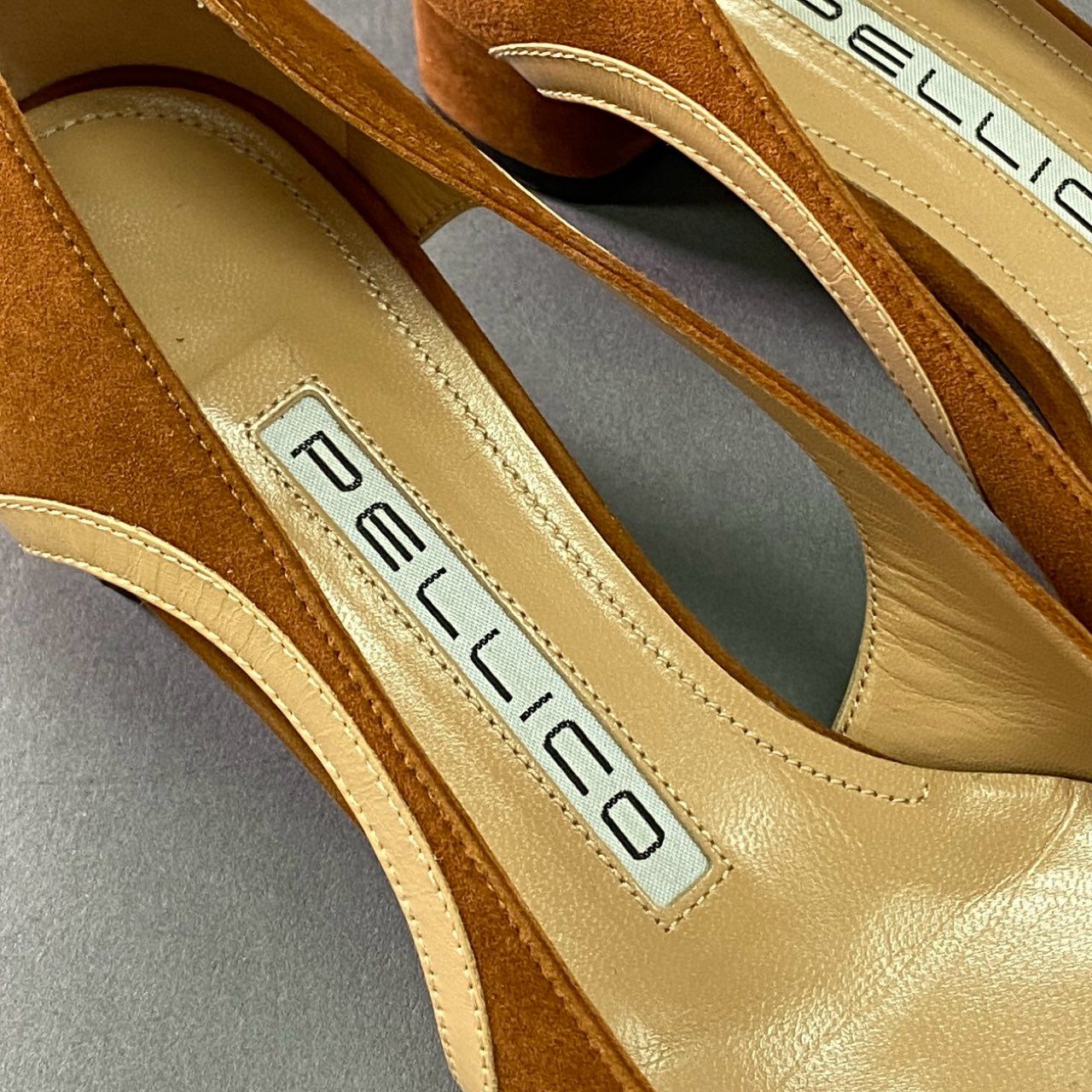 4j24 定価¥57,200 PELLICO ペリーコ LUNETTA SUE ルネッタ サイドカッティング スエードパンプス 36 ブラウン スウェードレザー シューズ イタリア製