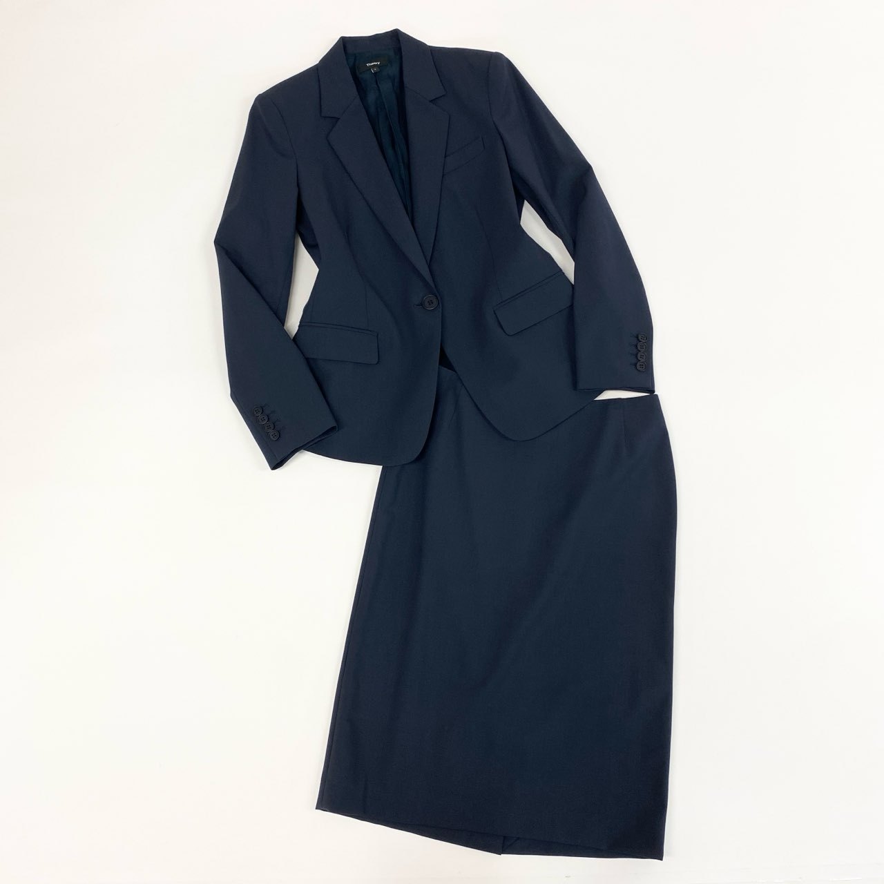 86f24 【美品】 Theory セオリー セットアップスーツ スカート フォーマル テーラードジャケット レディース 女性用 ジャケット4/スカート2 ダークネイビー