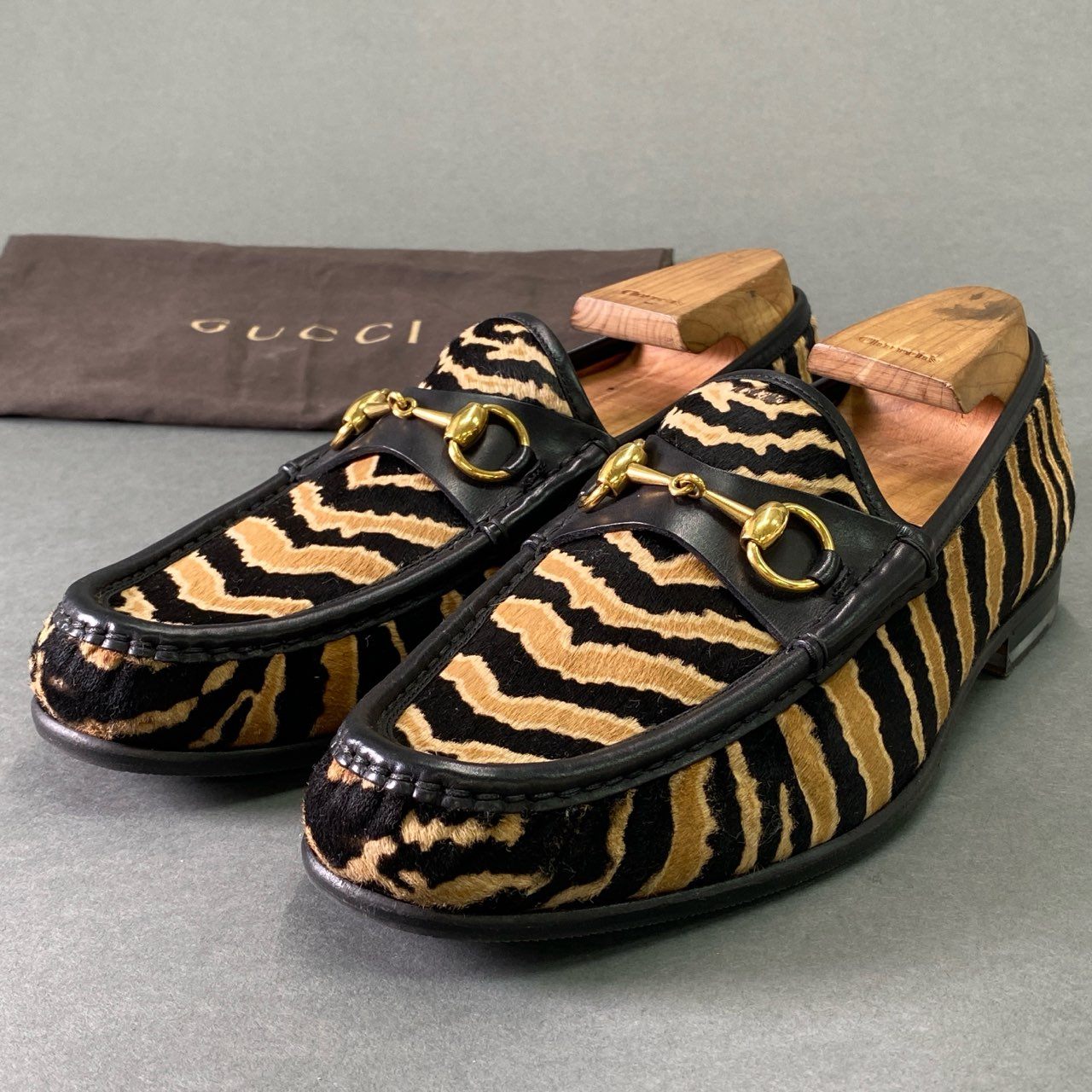 グッチ ローファー ハラコ ホースビット ブラック 21.5~22cm相当 1e2 【イタリア製】GUCCI グッチ ハラコ ゼブラ柄 ホースビット