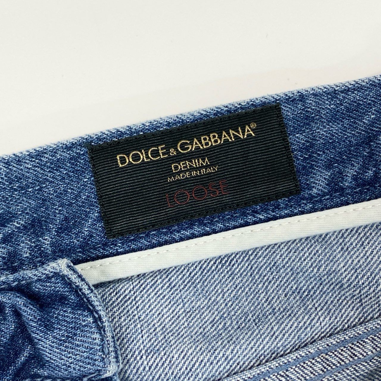 18k27 《美品》 DOLCE&GABBANA ドルチェアンドガッパーナ DENIM LOOSE ルーズフィットジーンズ カットオフ 切替デニムパンツ イタリア製 国内正規品 44 ブルー系 コットン100