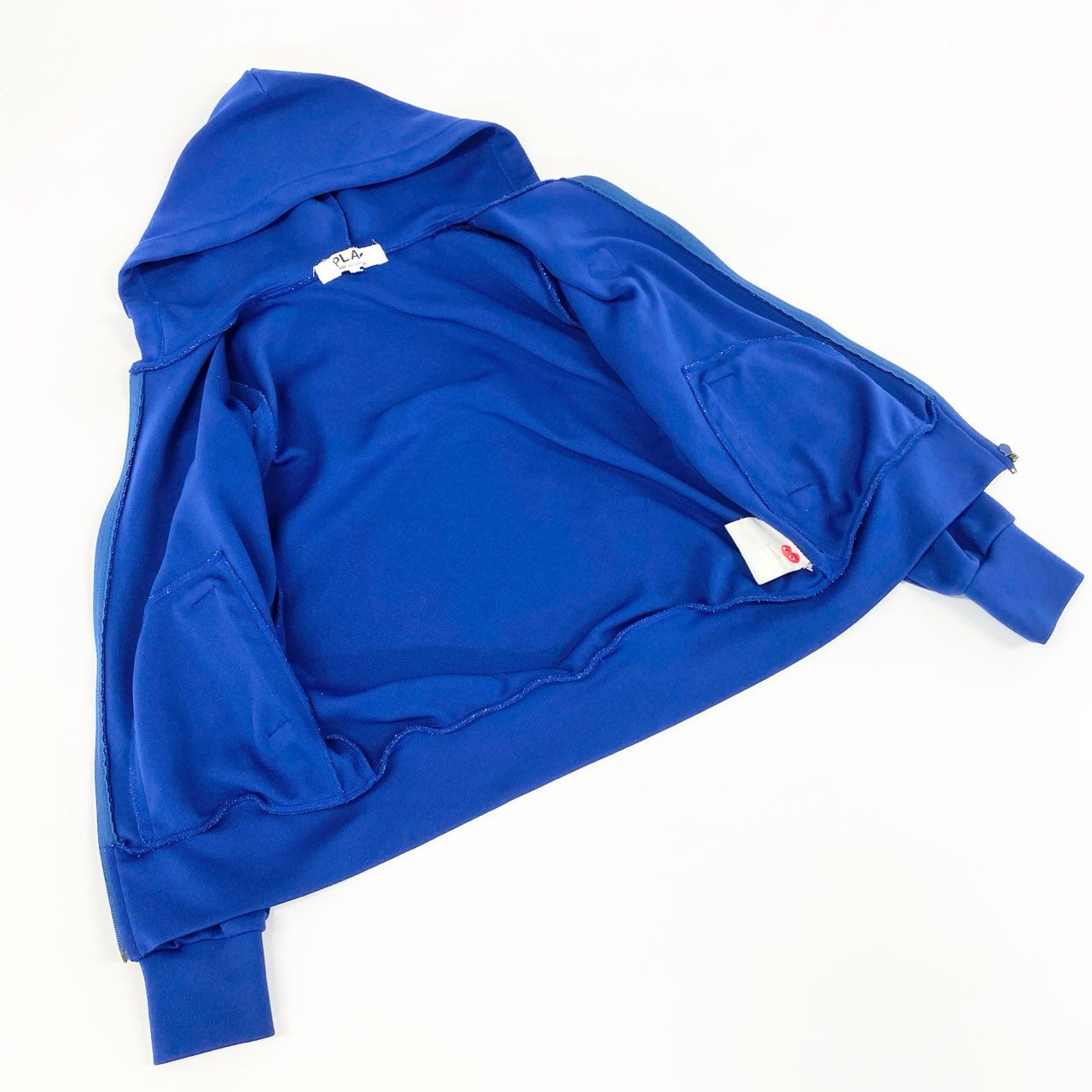 68g21 PLAY COMME des GARCONS プレイ コムデギャルソン RED HEART ZIP PARKA レッドハート ジップパーカー L ブルー 日本製 女性服 AD2019