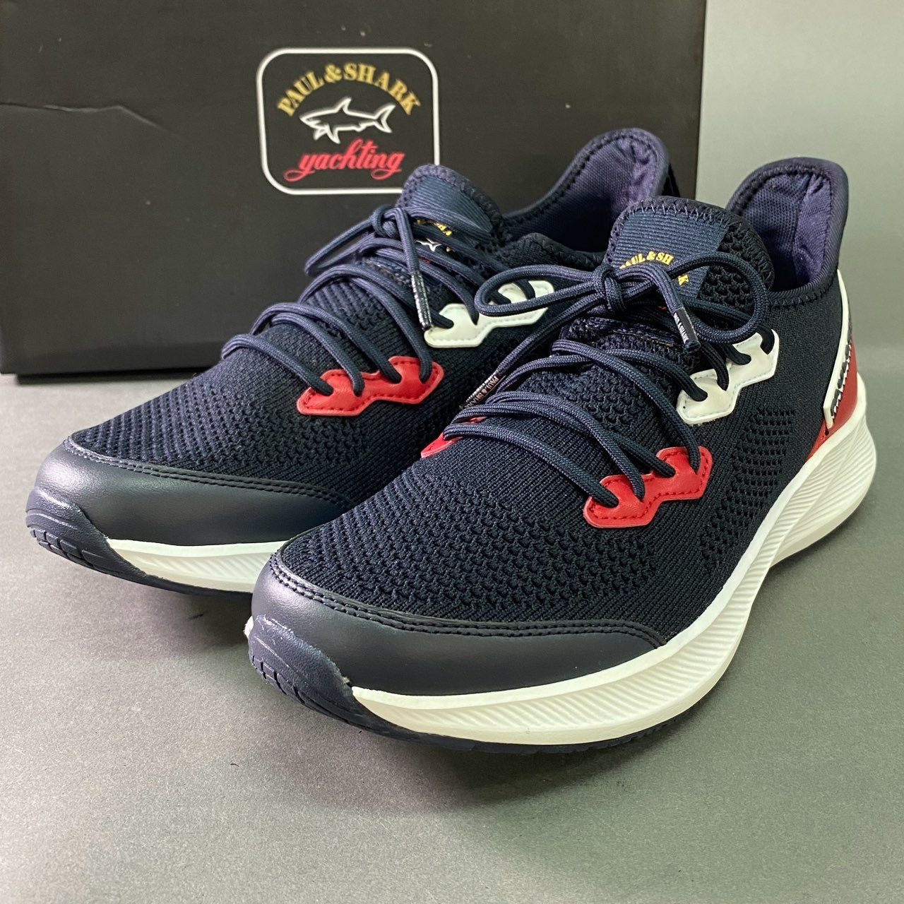 7j28 《未使用品》定価¥47,300 PAUL&SHARK ポールアンドシャーク Goblin Runner ゴブリンランナー ランニングシューズ スニーカー 23418004 25.5cm ネイビー トレーニング 速乾性◎ ストレッチ性◎