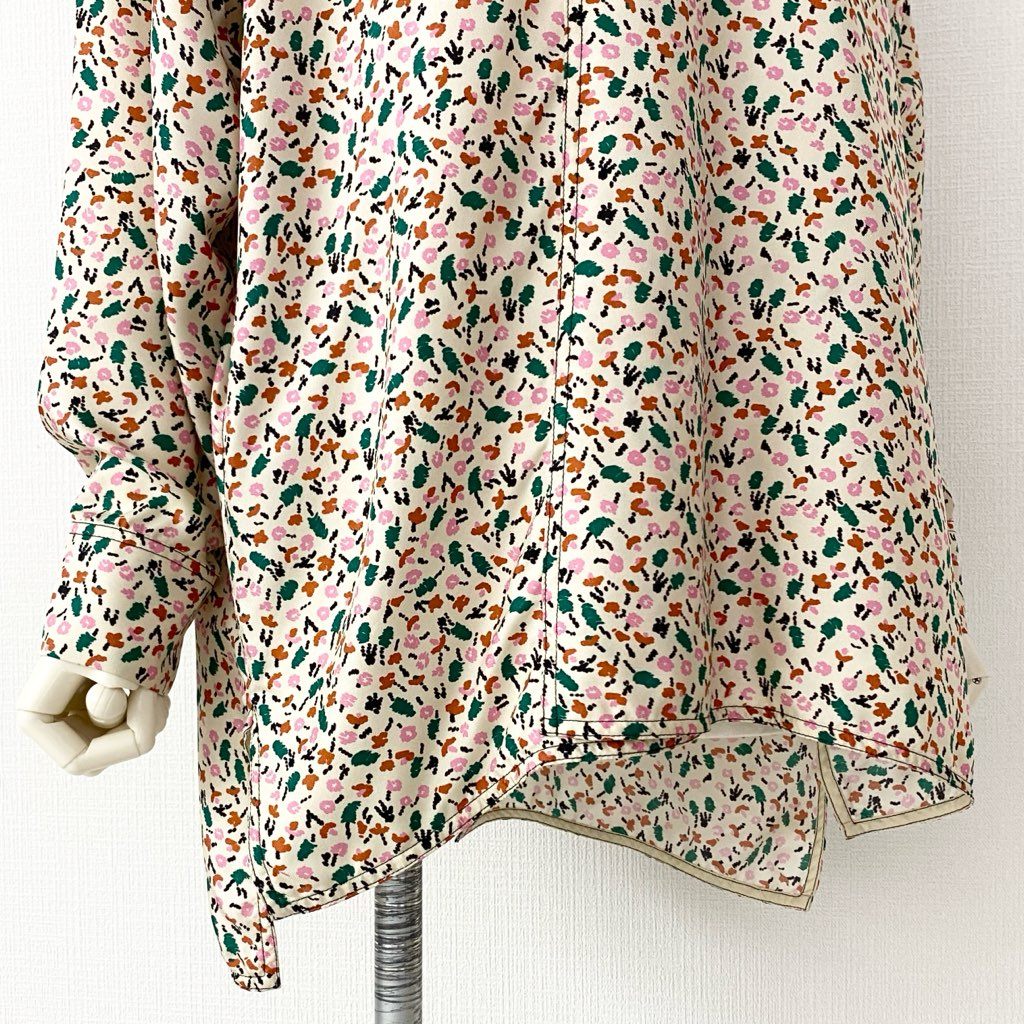 47g6 MARNI マルニ 総シルク シルク100% ボウタイ 花柄 長袖ブラウス トップス フラワープリント CAMA0291A1TSF29 36 マルチカラー シルク