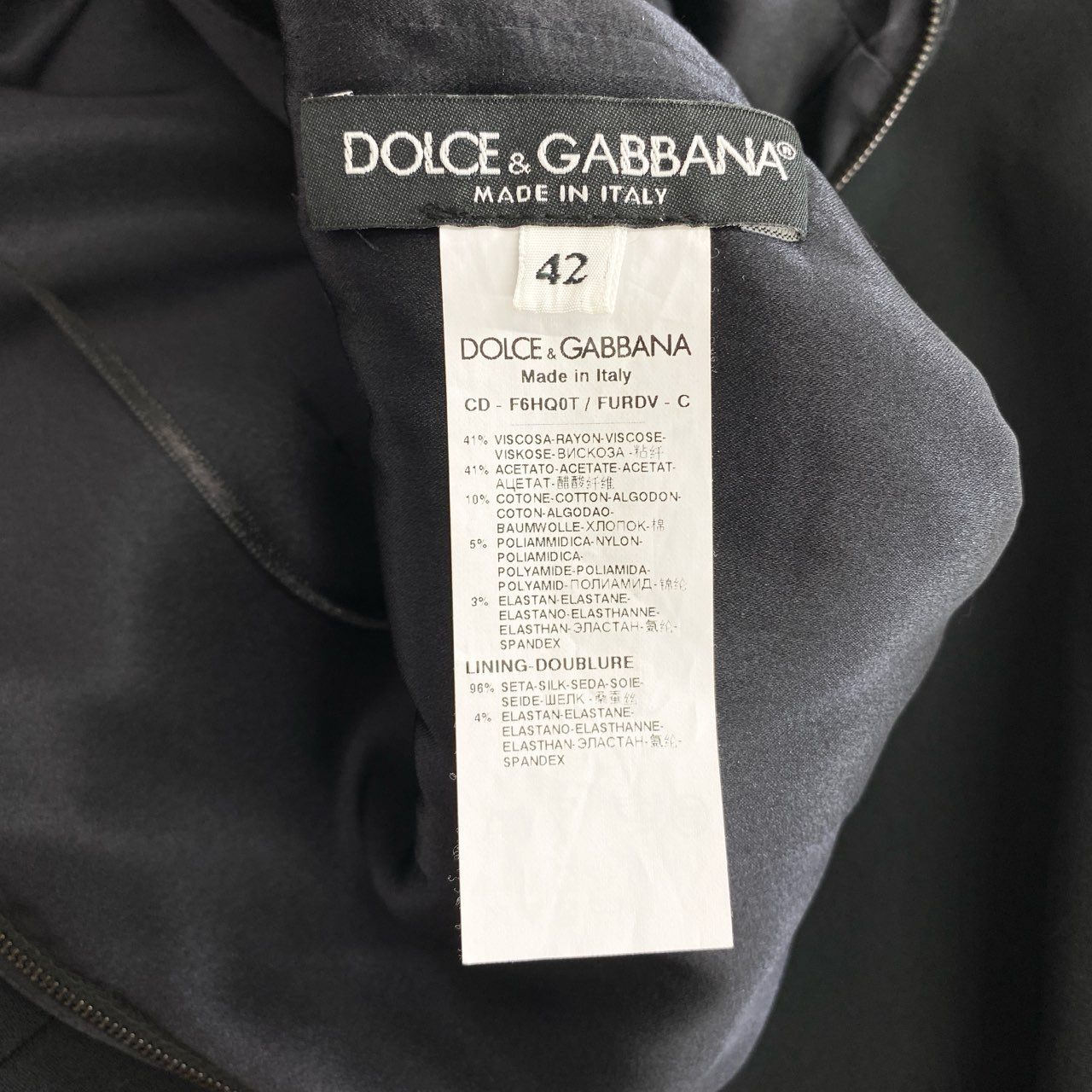 2f14 【美品】 DOLCE&GABANA ドルチェ&ガッバーナ レース切替 タイトワンピース ノースリーブワンピ サイズ42 オールブラック レディース
