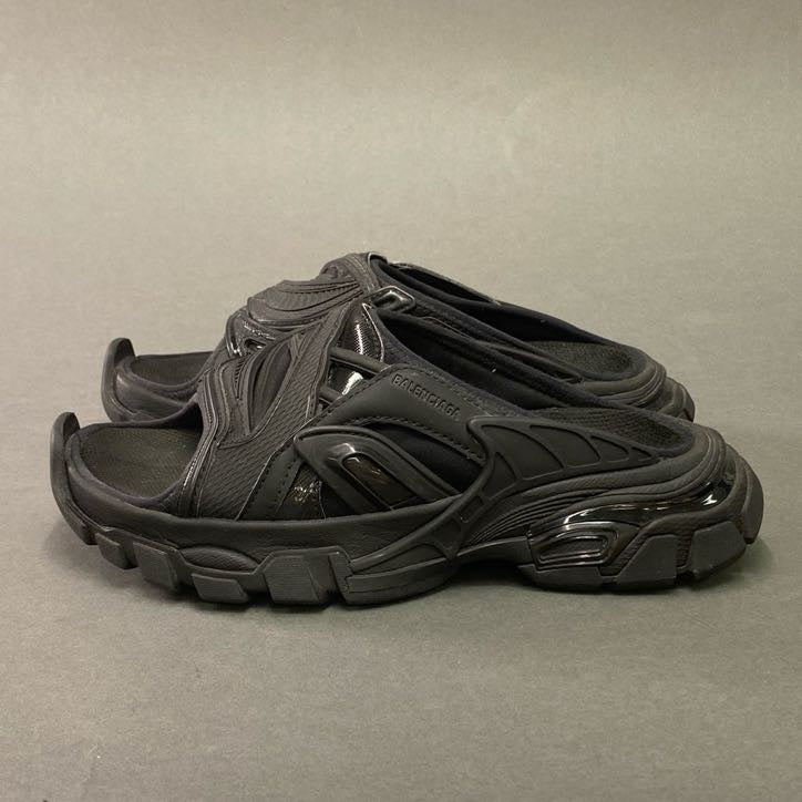 1l22 BALENCIAGA バレンシアガ TRACK SLIDE SANDAL トラックスライド サンダル 618083 23cm ブラック シューズ