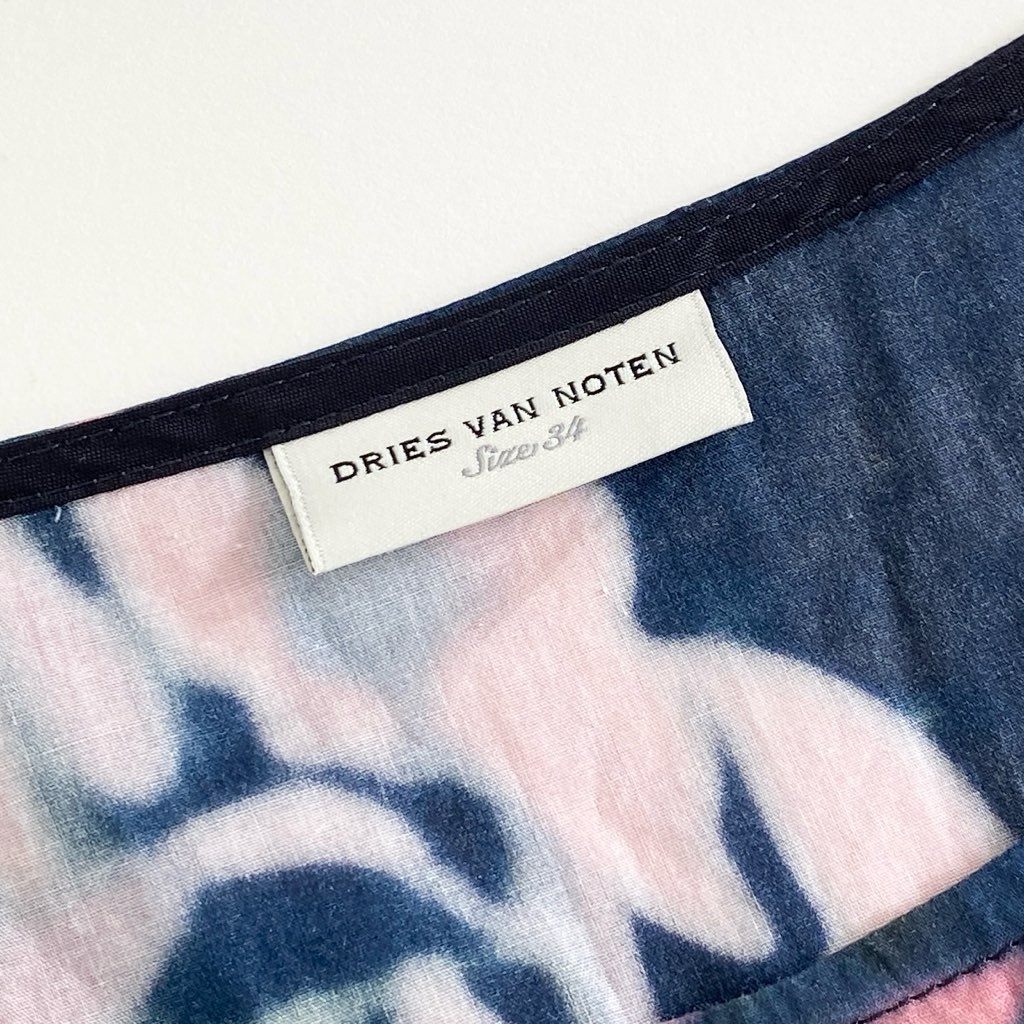 27f20 DRIES VAN NOTEN ドリスヴァンノッテン 長袖カットソー トップス ニュアンスフラワー 花柄プリント サイズ34 マルチカラー コットン100% レディース