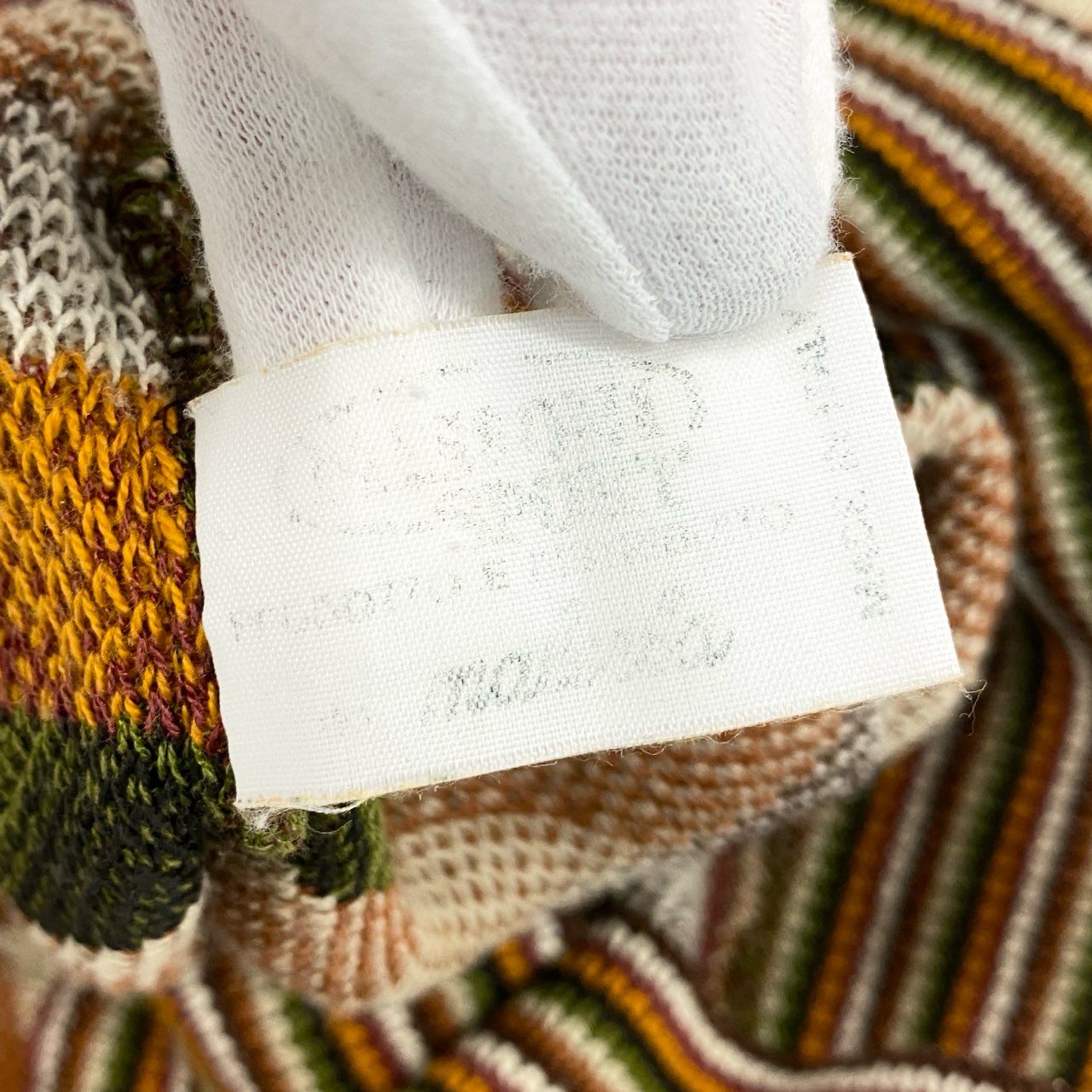 14f12 MISSONI ミッソーニ 幾何学 長袖 サマーニットポロシャツ M 茶系 プルオーバー イタリア製 紳士服