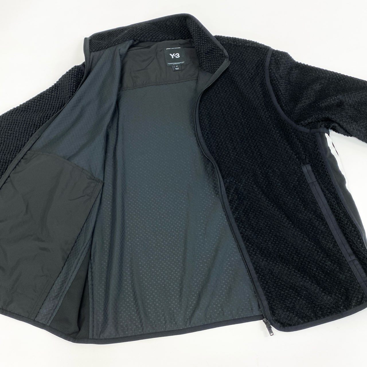 14f12 Y-3 ワイスリー アディダス ヨウジヤマモト WAFFLE WA SHIRT ワッフルワープニットジャケット ブルゾン オーバーサイズ メッシュ IW7496 Sサイズ ブラック 画像参照 メンズ