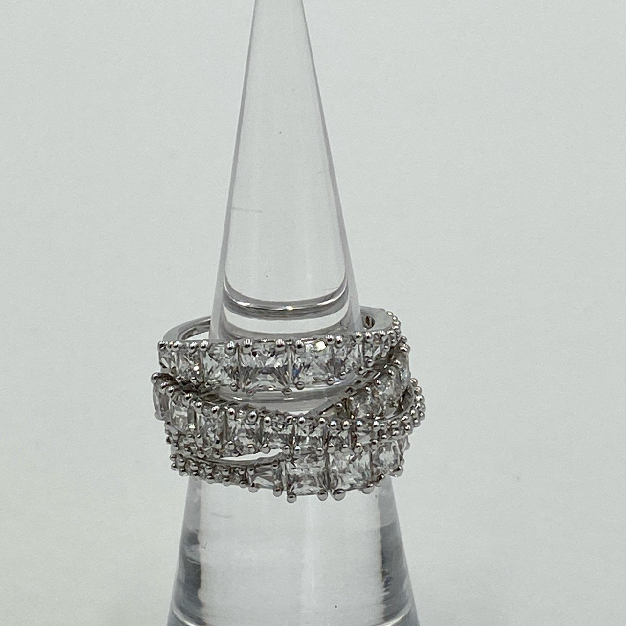 h21《美品》 Swarovski スワロフスキー Twist Wrap Ring ツイストラップリング 13号 シルバー ラインストーン 指輪 アクセサリーt18r