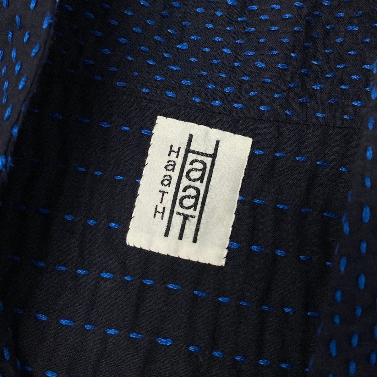 j16 ISSEY MIYAKE HaaT 刺繍コート 刺し子 ロングコート HA04FA651 2サイズ ネイビー コットン100% レディース 女性用u02t